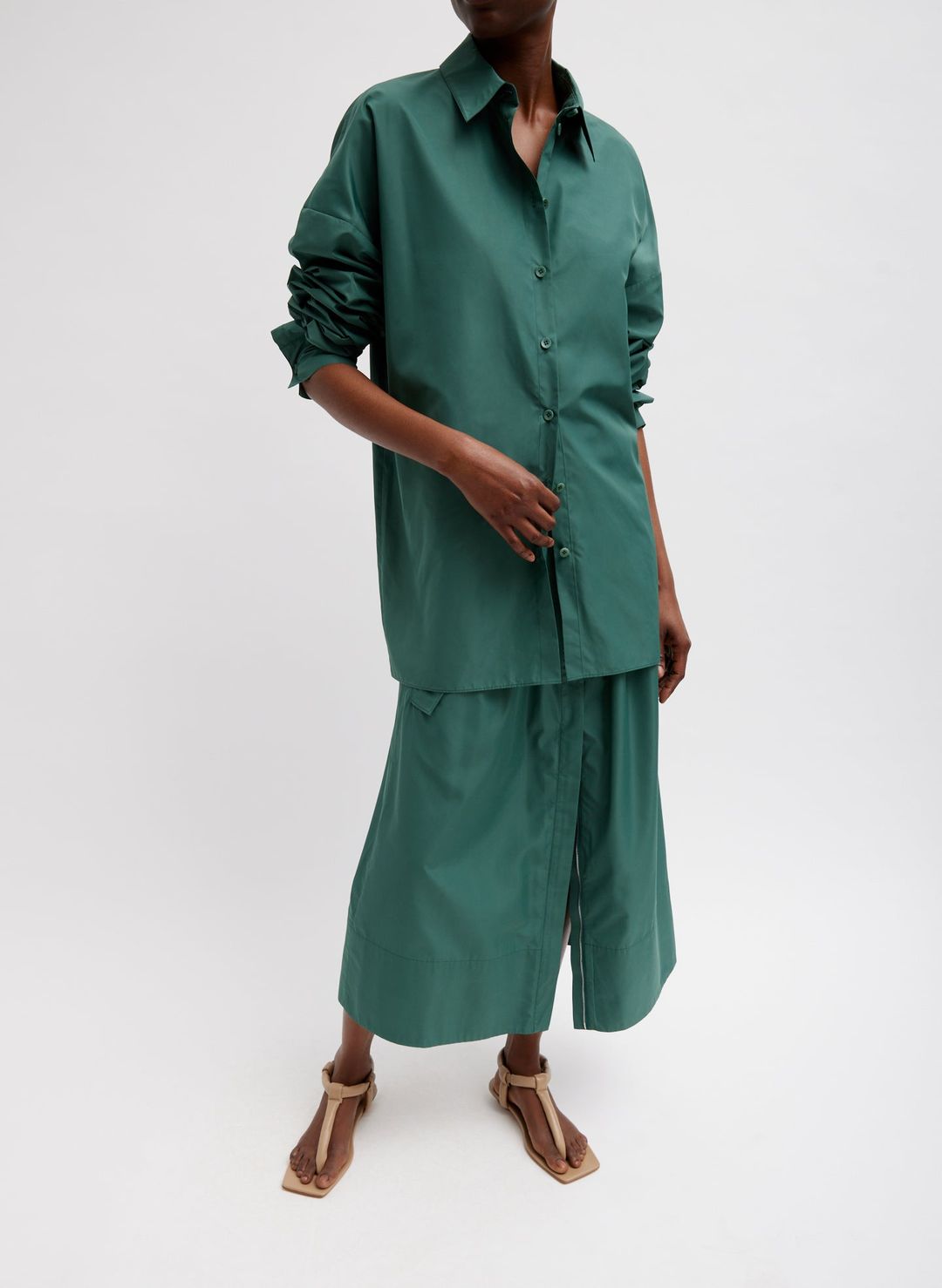 Italian Sporty Nylon Shirt With Cocoon Back
