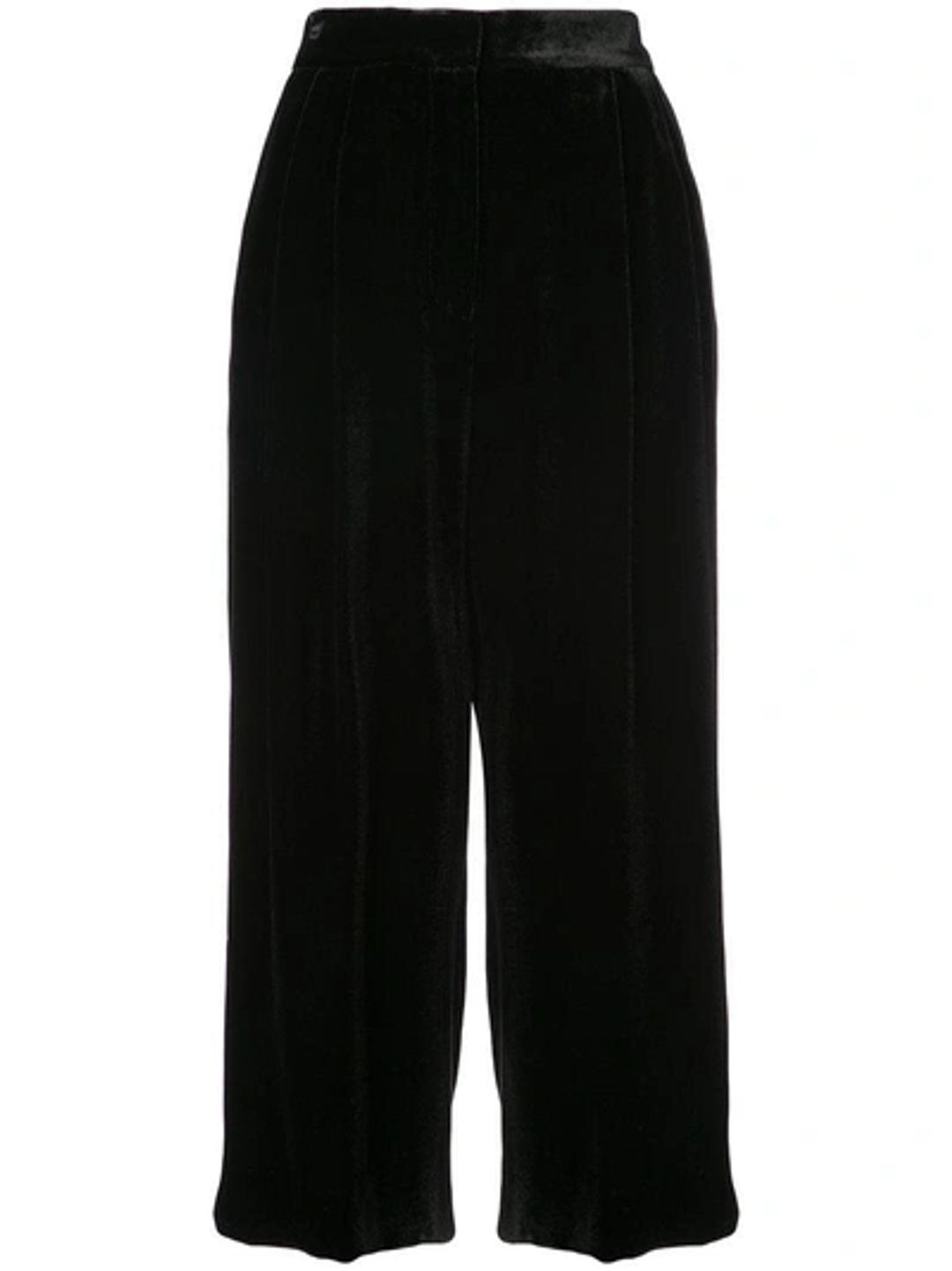 Stella Cropped Wide Leg Black Velvet Culottes 6