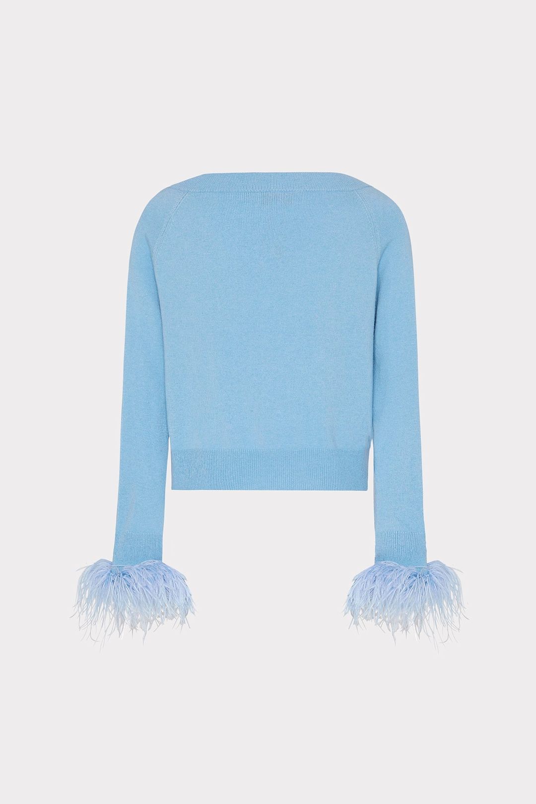 Feather Cuff V-Neck Sweater #4