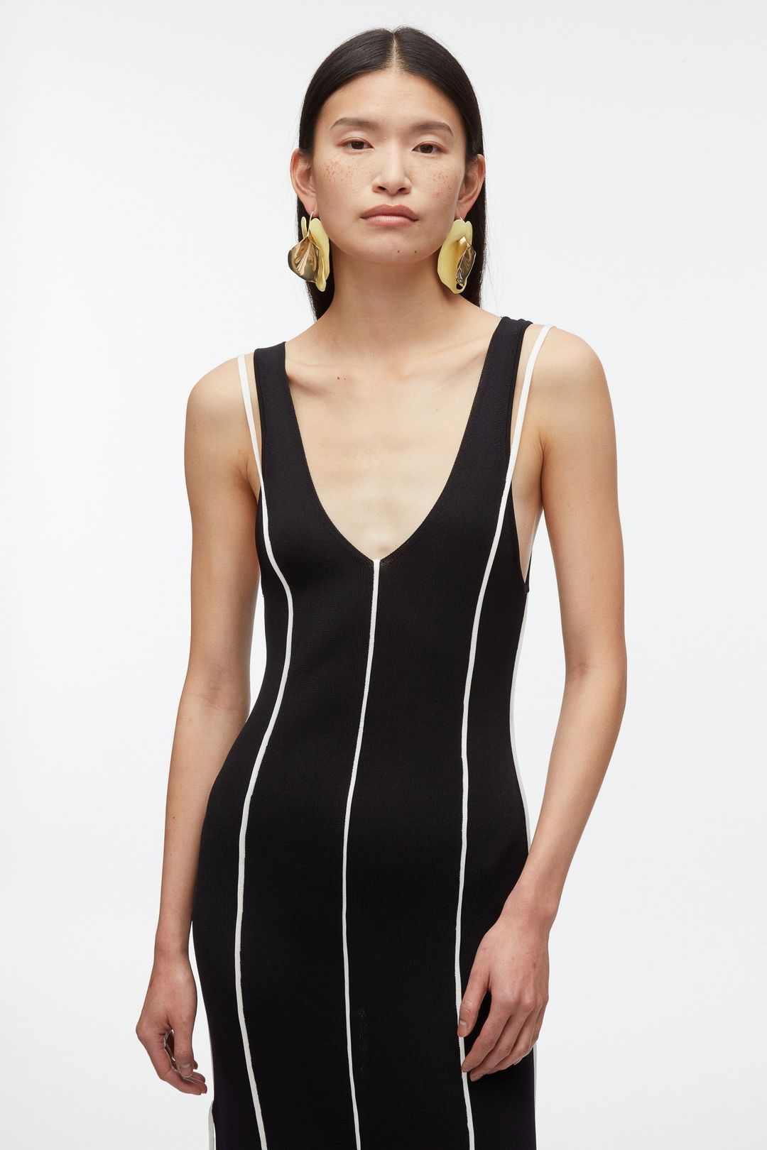 V-Neck Tank Dress with Piping #6