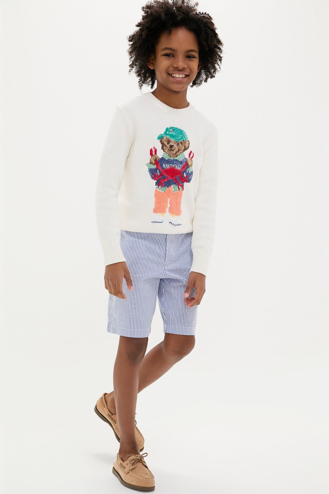 Boys Long-Sleeve Cotton Novelty Crab Bear Graphic Sweater #2