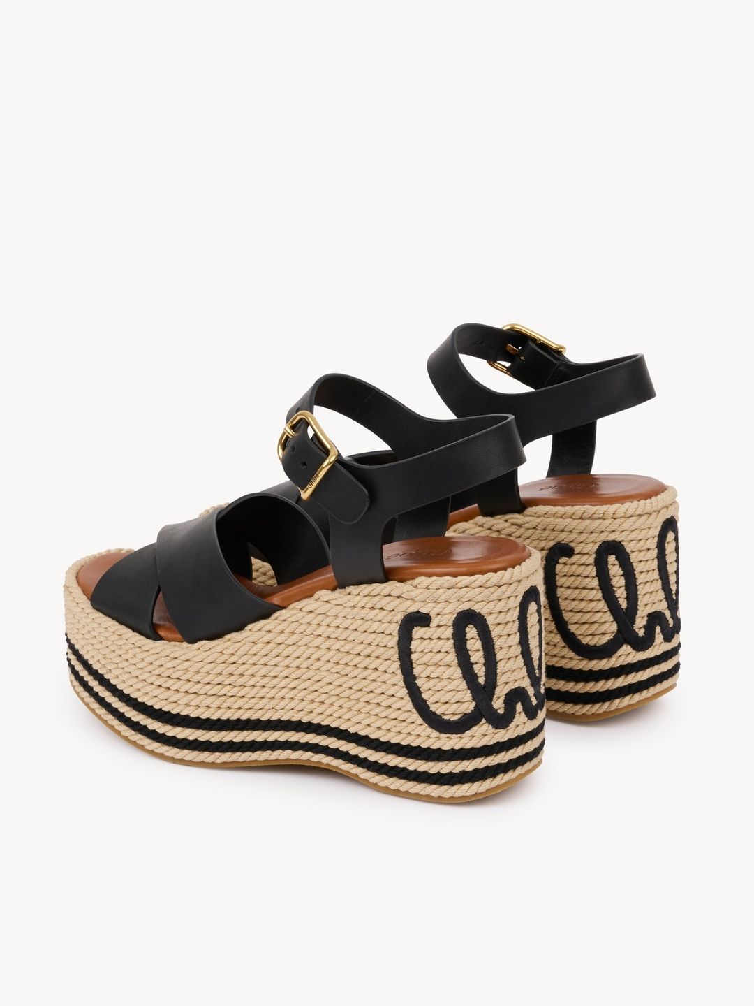 CHLOÉ Black Piia Wedge Heeled Sandals #6