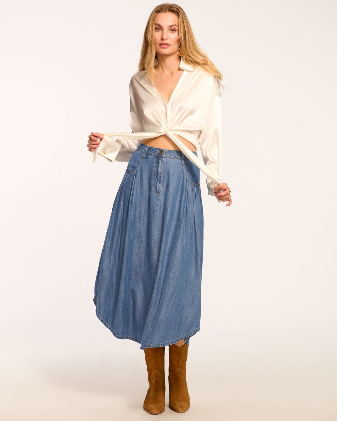 Dallas Chambray Midi Skirt
