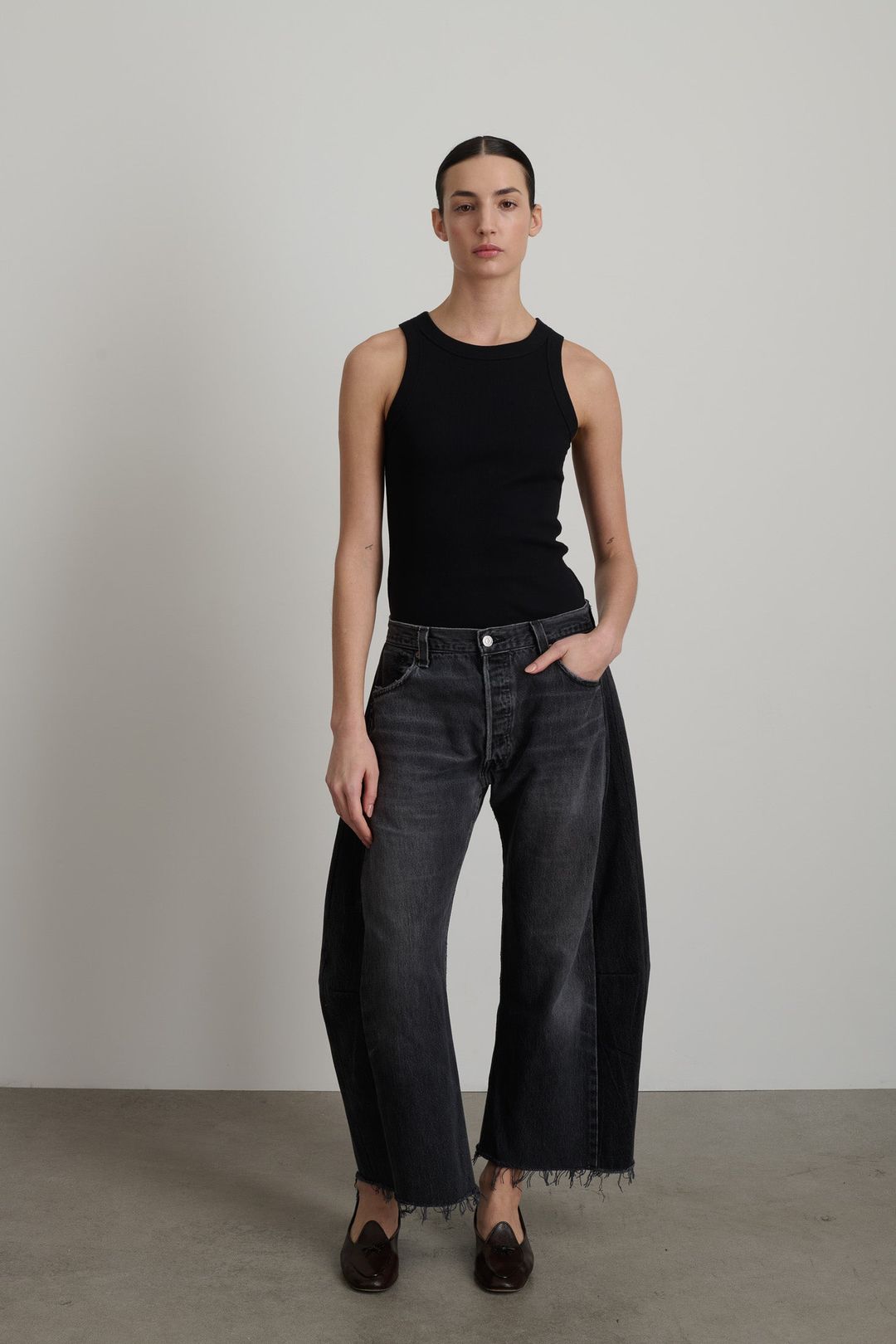 Vintage Lasso Jean Slouch Crop Classic Black
