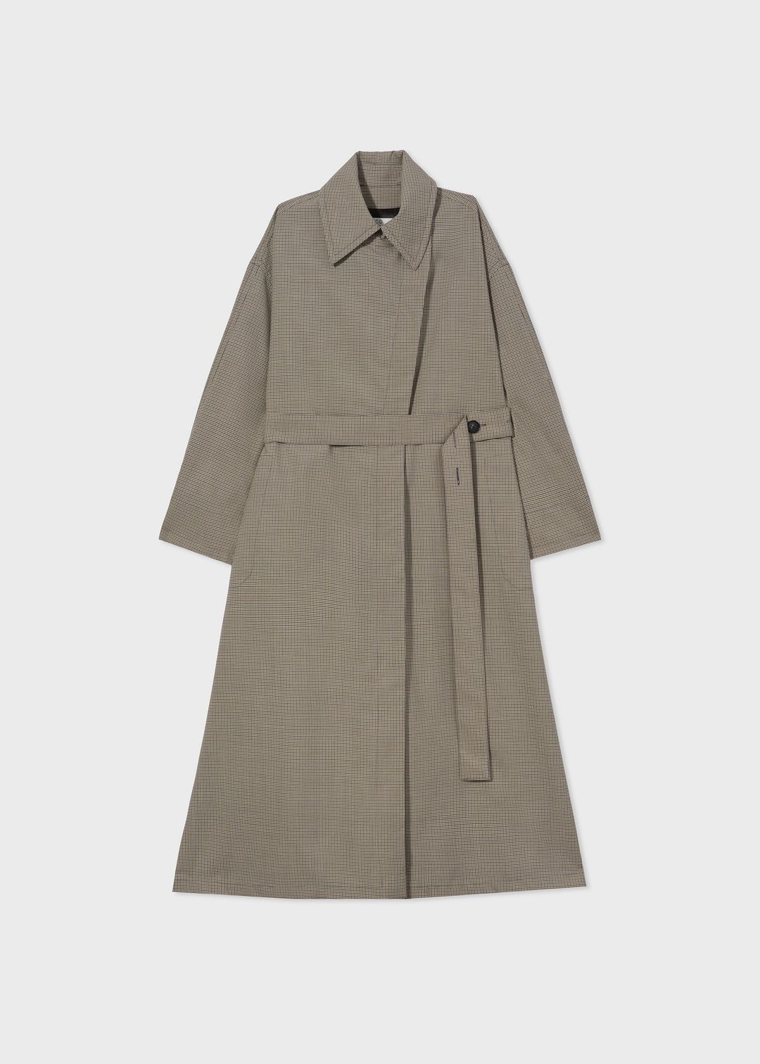 Oversized Plaid Trench and Wool Blend Suiting - Navy Multi