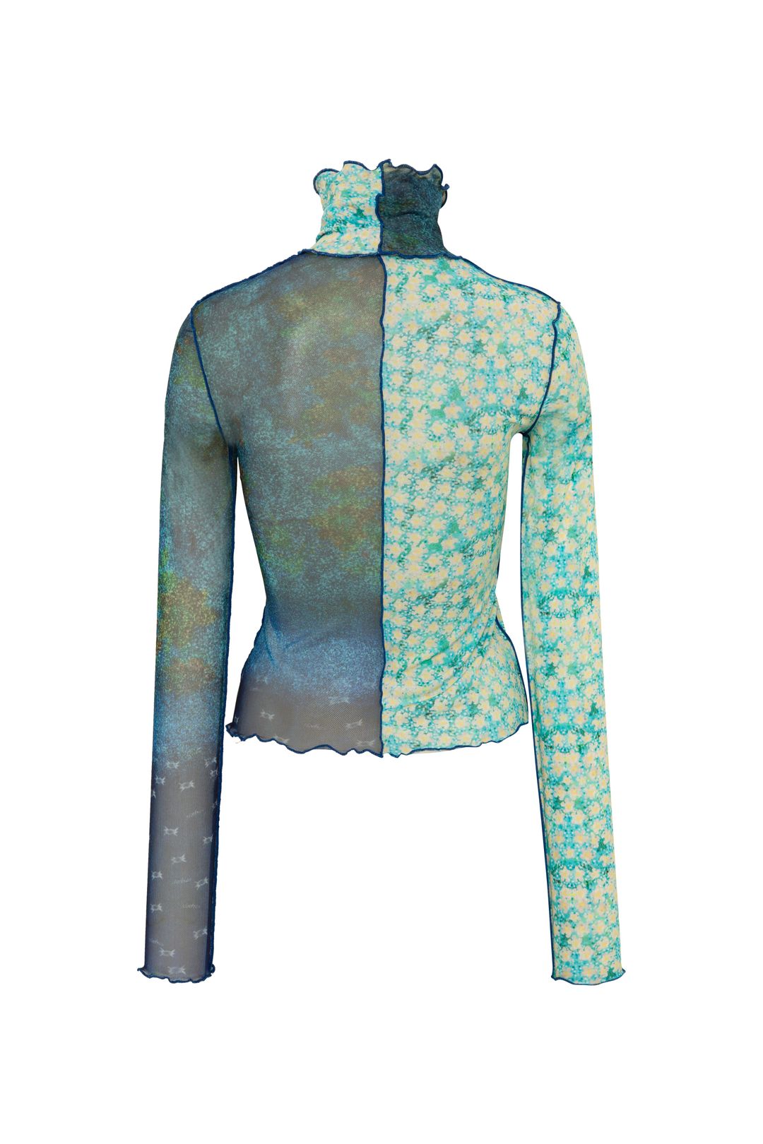 CODY - Mesh-panelled printed turtleneck top #5