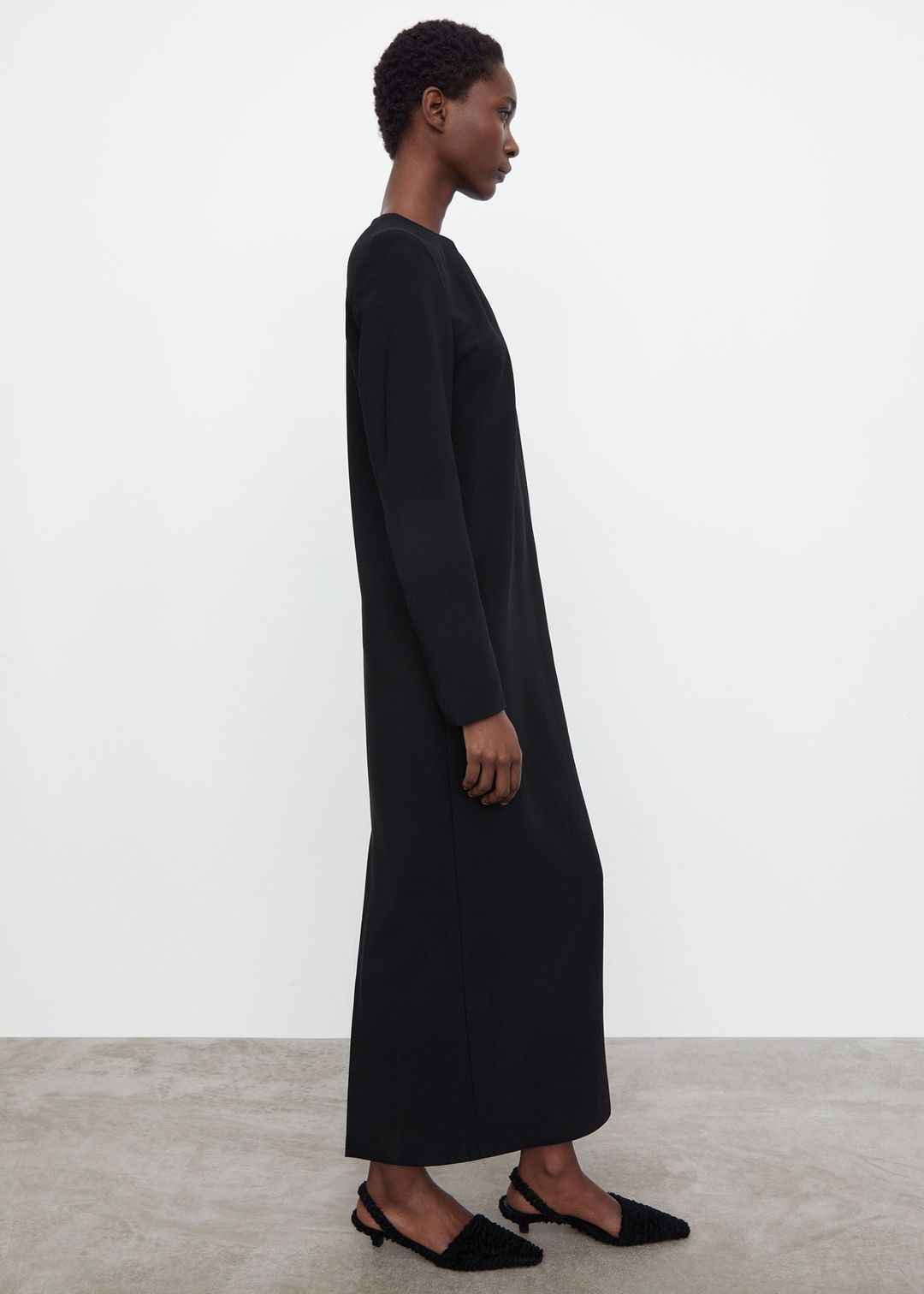 Gathered neck dress black