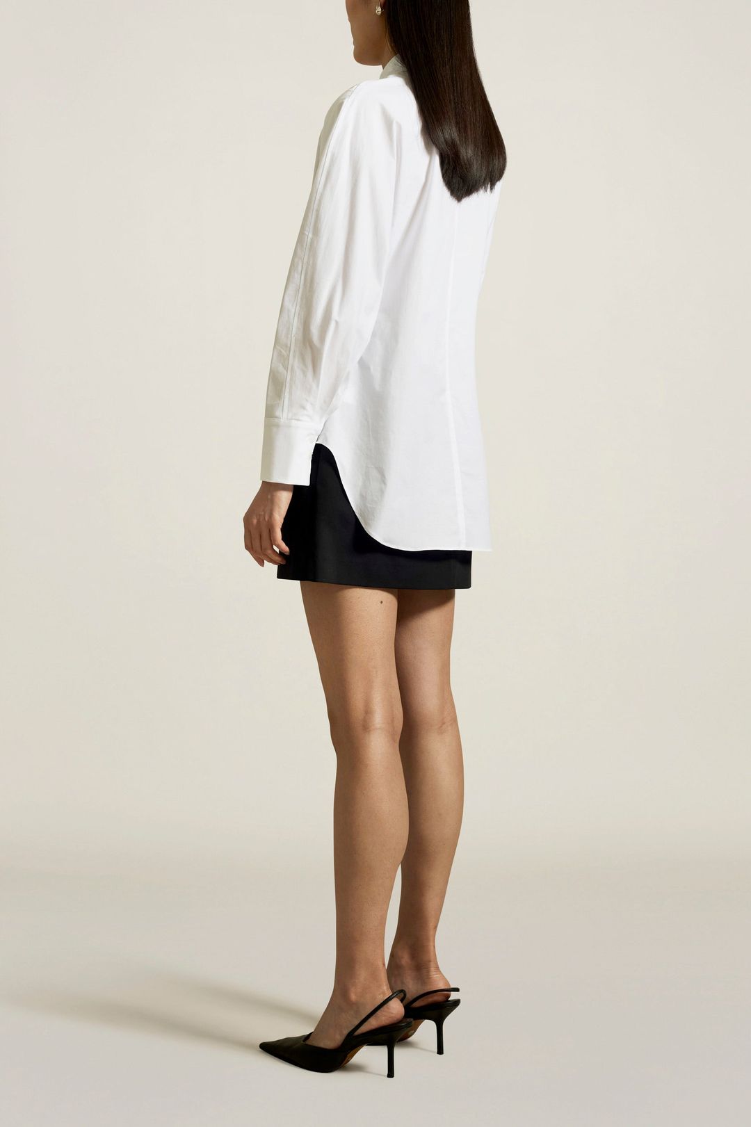 Safari Blouse in White Stretch Poplin