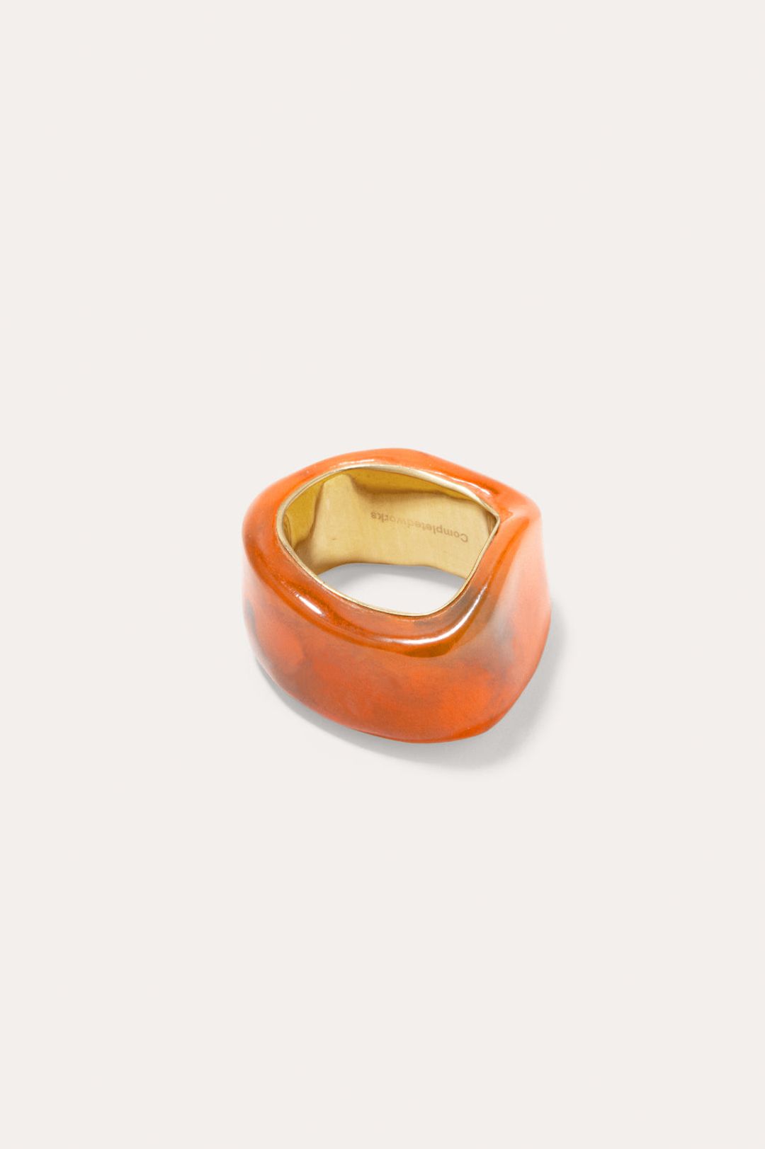 A Virtuous Circle? - Orange Bio Resin and Gold Vermeil Signet Ring #3