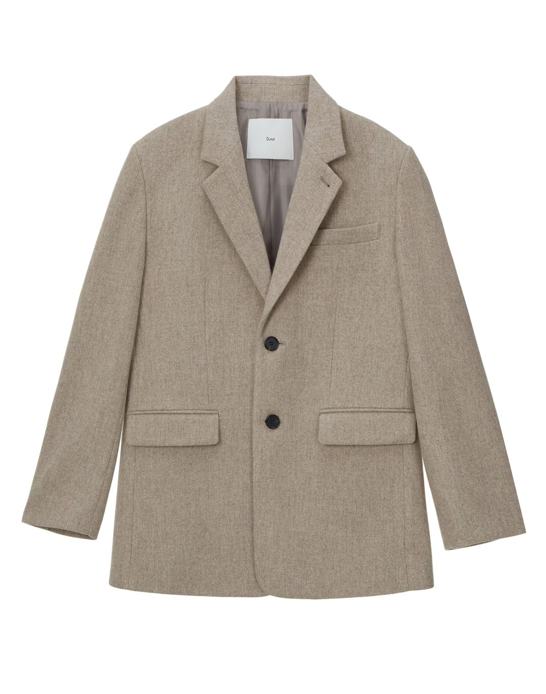 Unisex New Classic 2 Button Wool Blazer (Oatmeal Herringbone #2