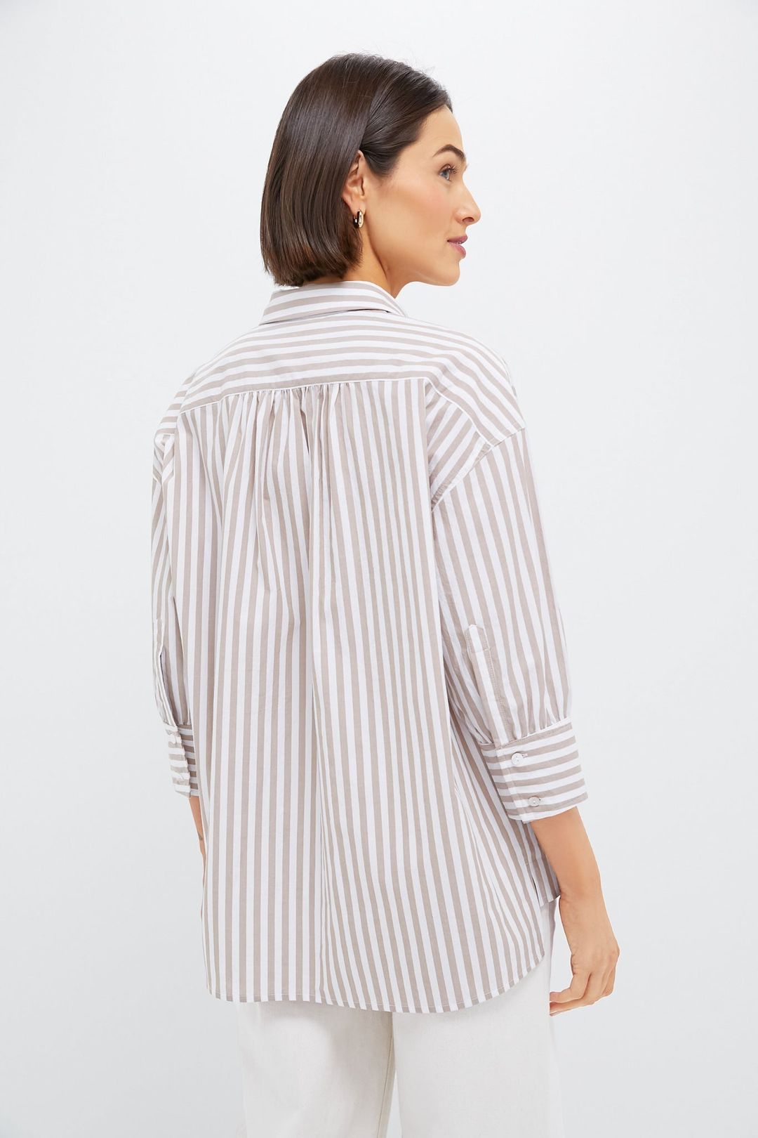 Tan Stripe Adair Boyfriend Shirt #4