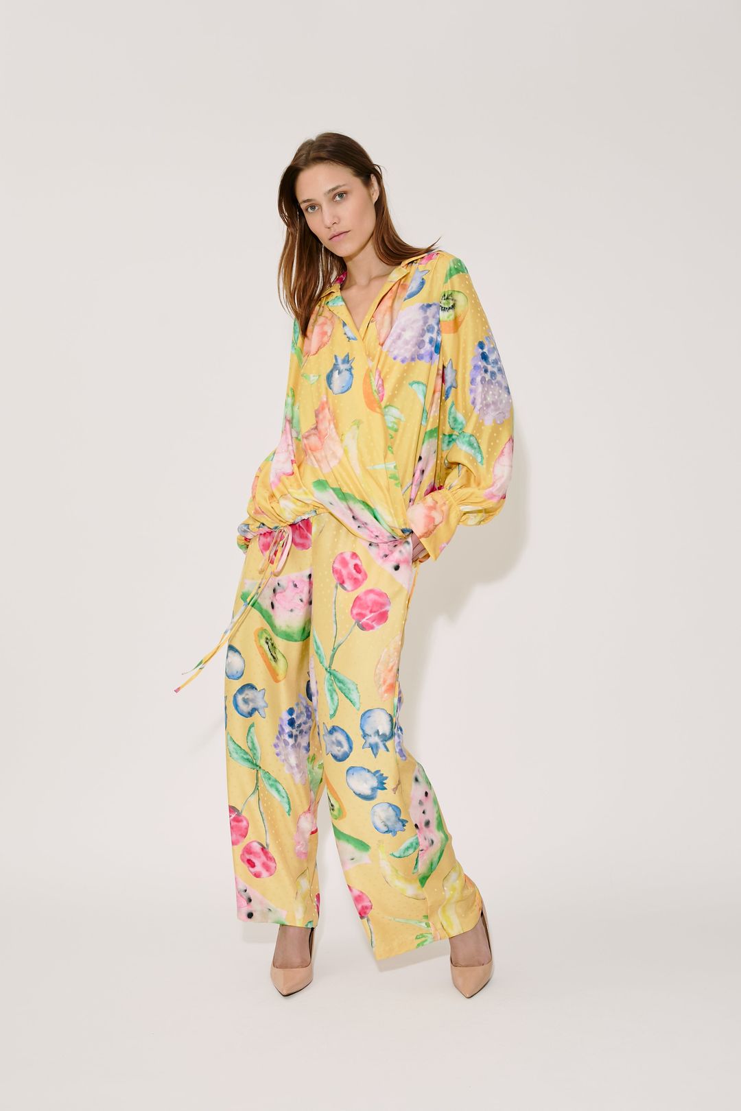 Drawstring Top in Fruit Silk Jacquard #4