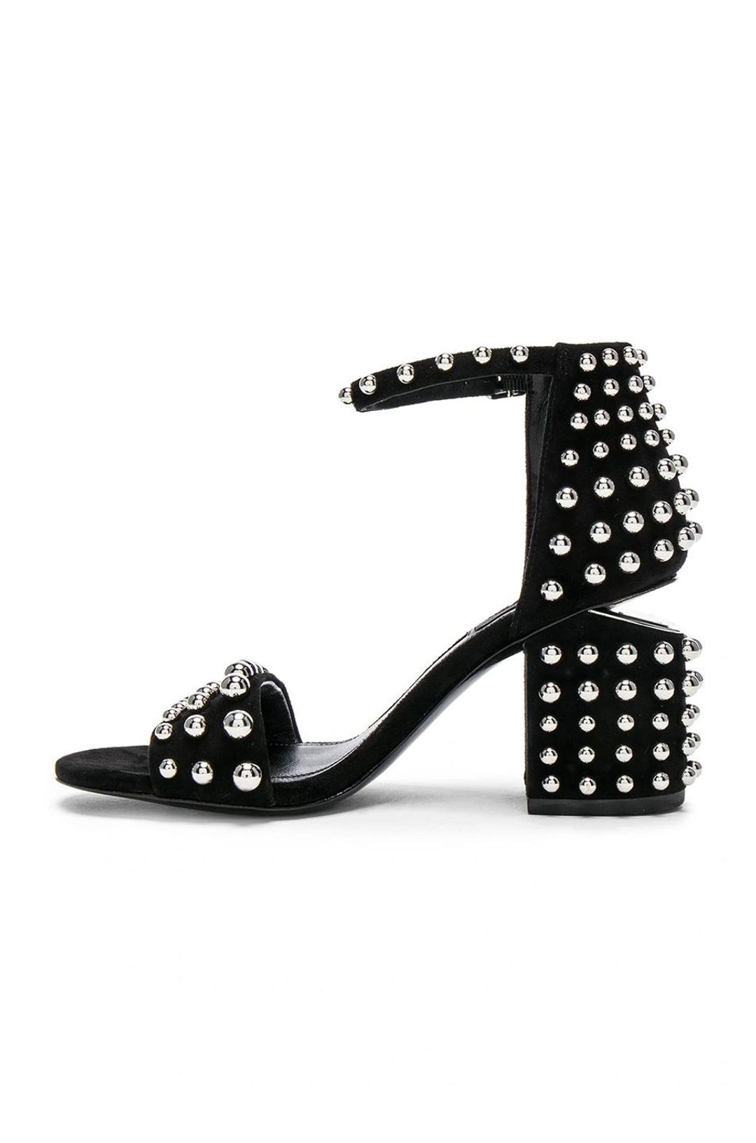 Abby Studded Tilt-heel City Sandal, Clay In Black #20