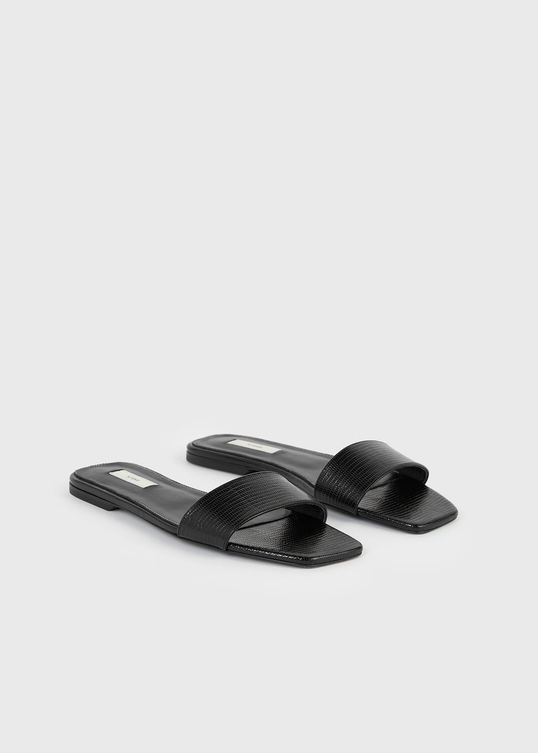 Slim lizard-embossed bandeau slides black #4