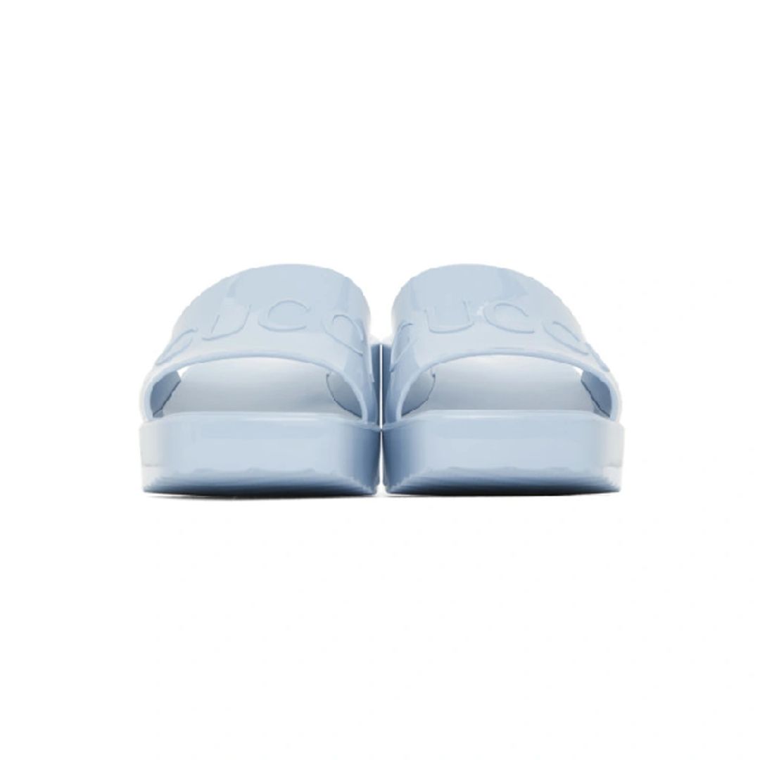 Rubber Logo Platform Slide Sandal In Light Blue #13