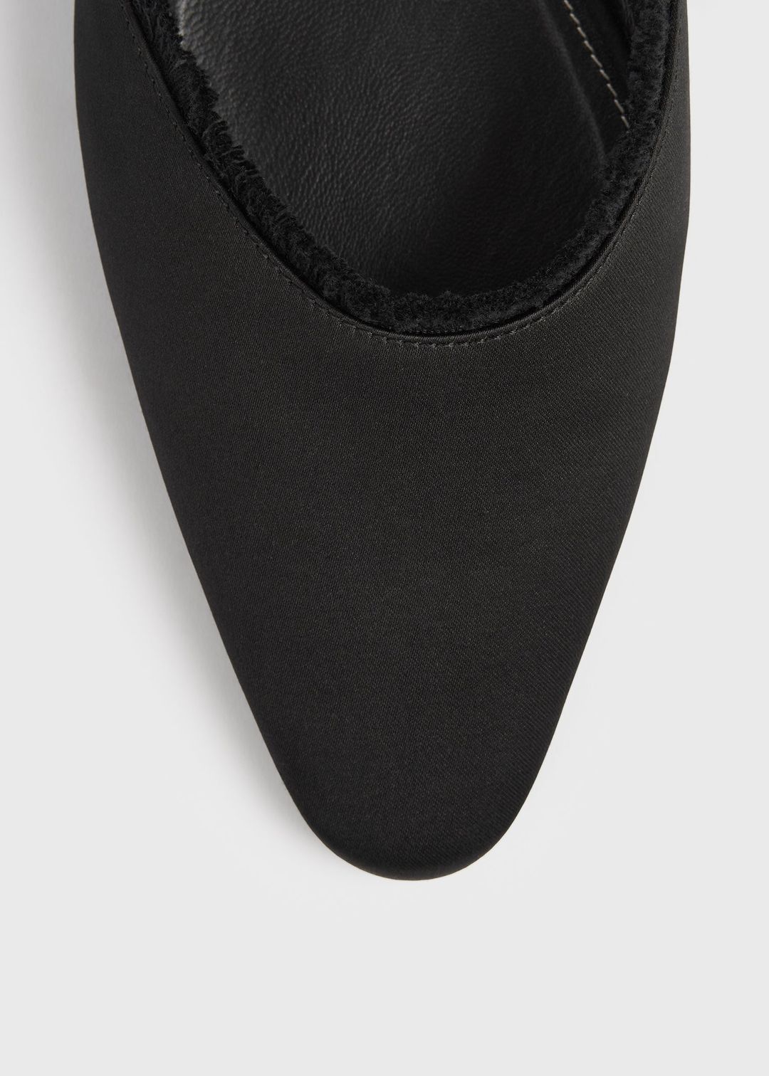 Frayed satin lounge slippers black #6