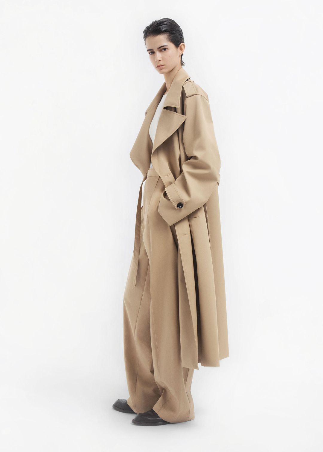 Oversized Trench in Cotton Twill - Camel