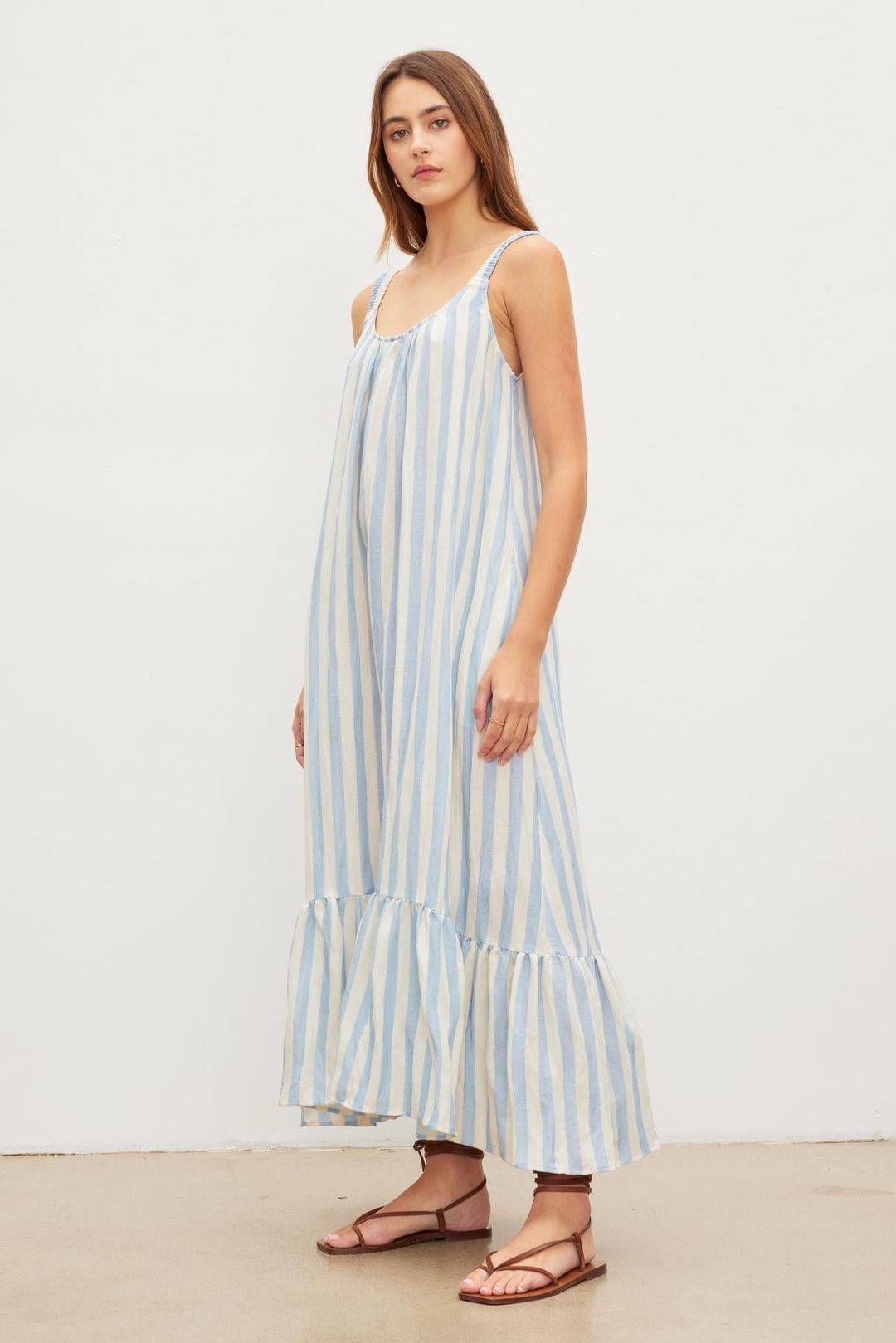 MERADITH STRIPED LINEN MAXI DRESS #3