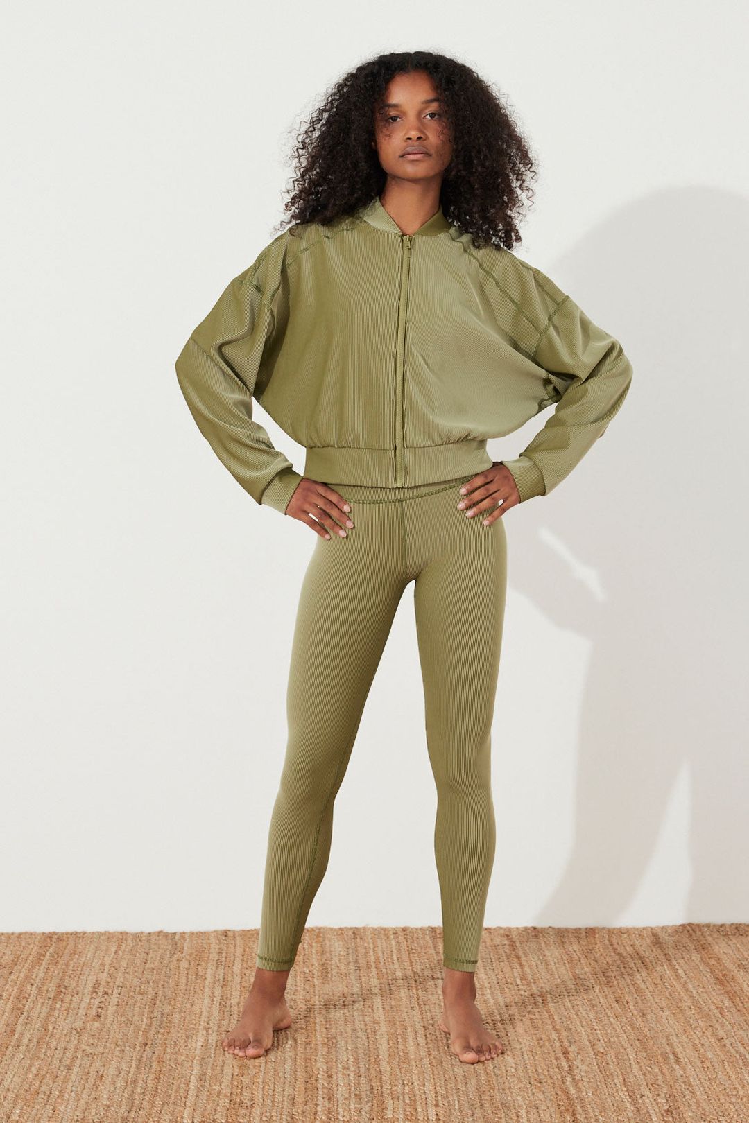 Stripe Rib Jacket - Olive #10