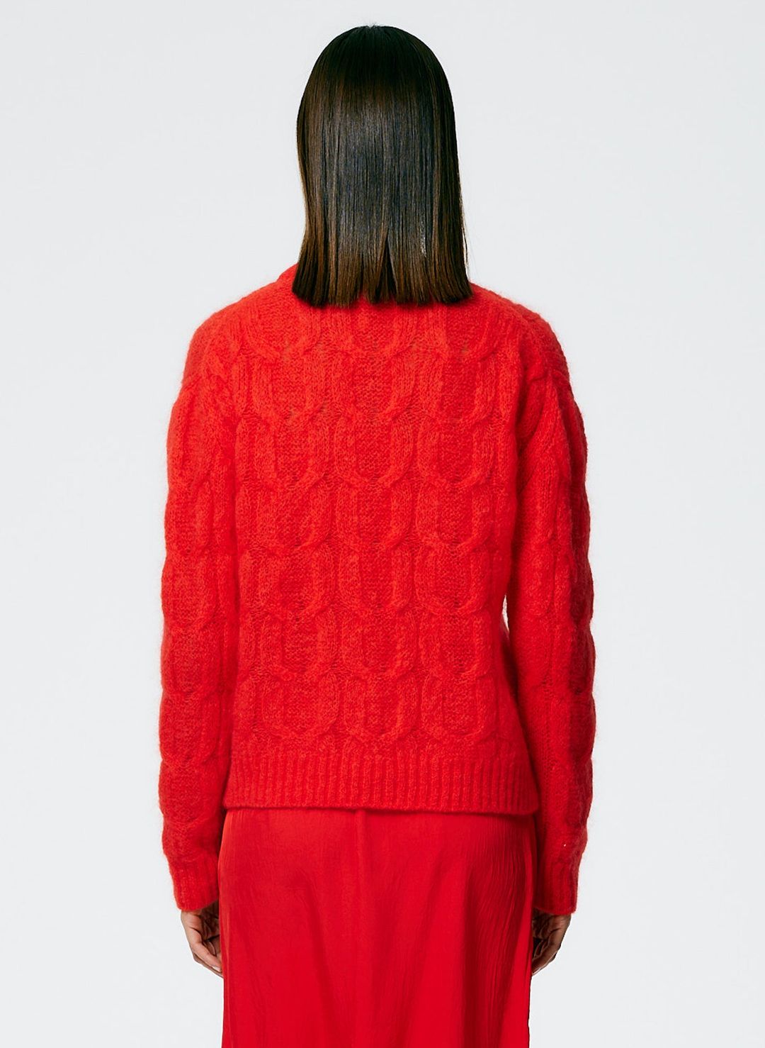 Soft Mohair Cable Crewneck Easy Pullover #3