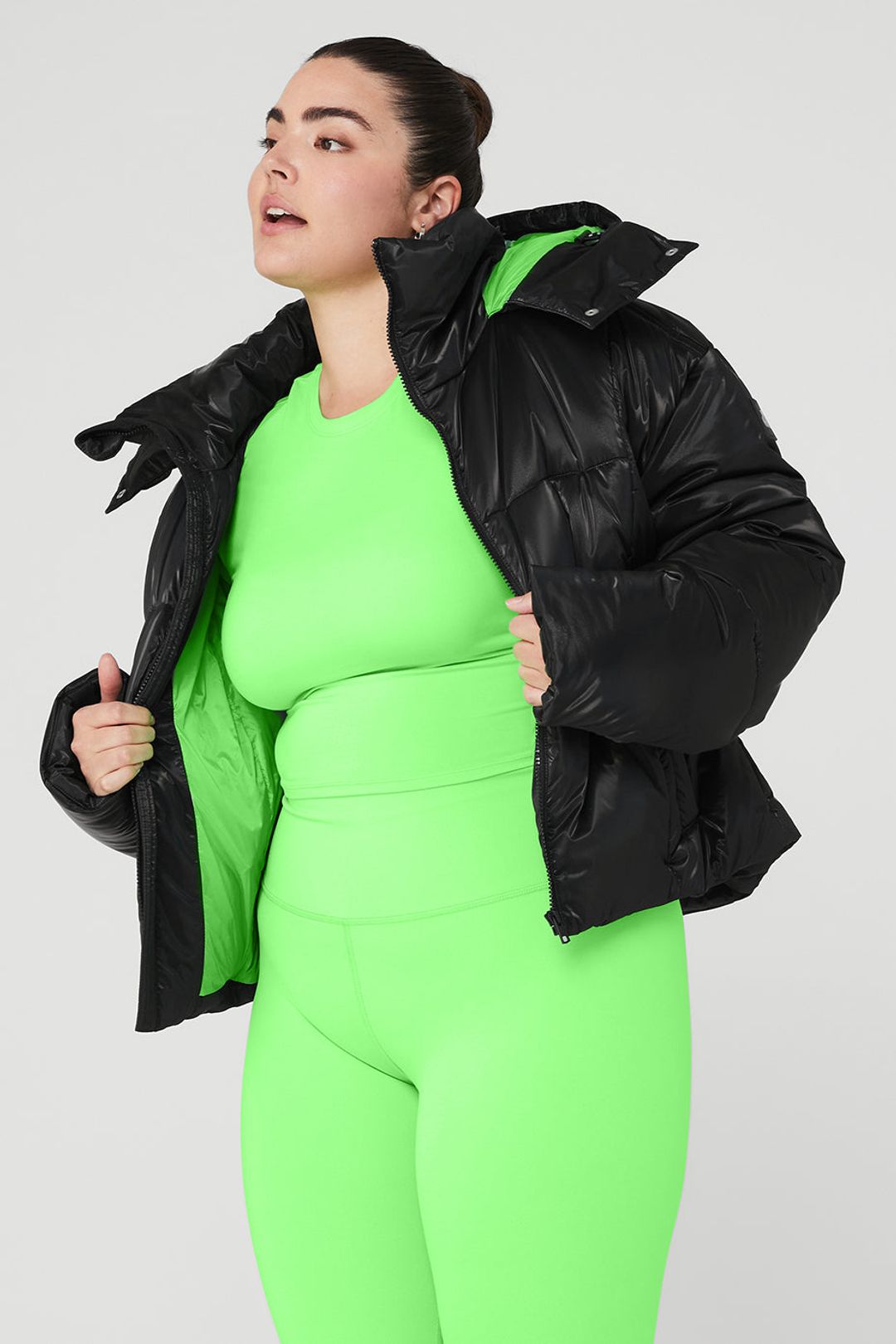 Pearlized Pristine Puffer - Black/Green Glow #8