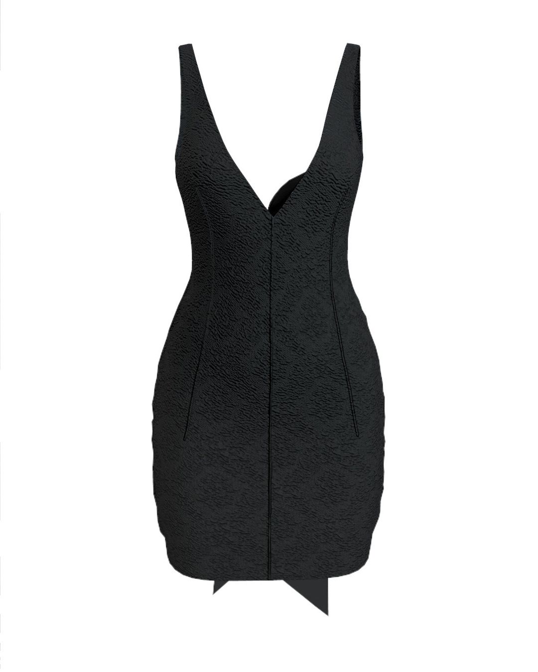 FLORAL CLOQUE V-NECK BOW DRESS - BLACK #3