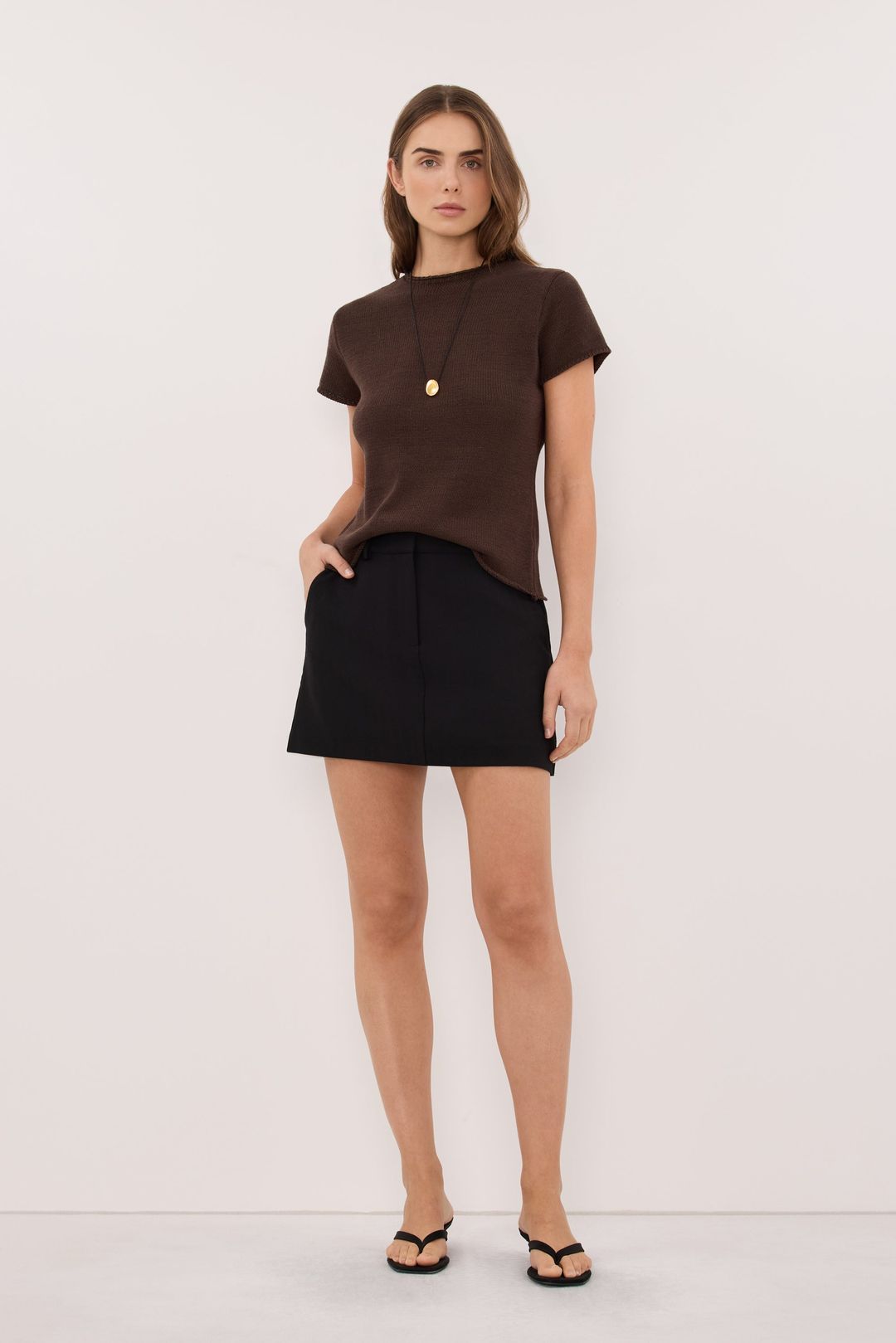 ORIA BURNT CHOC COTTON BABY TEE