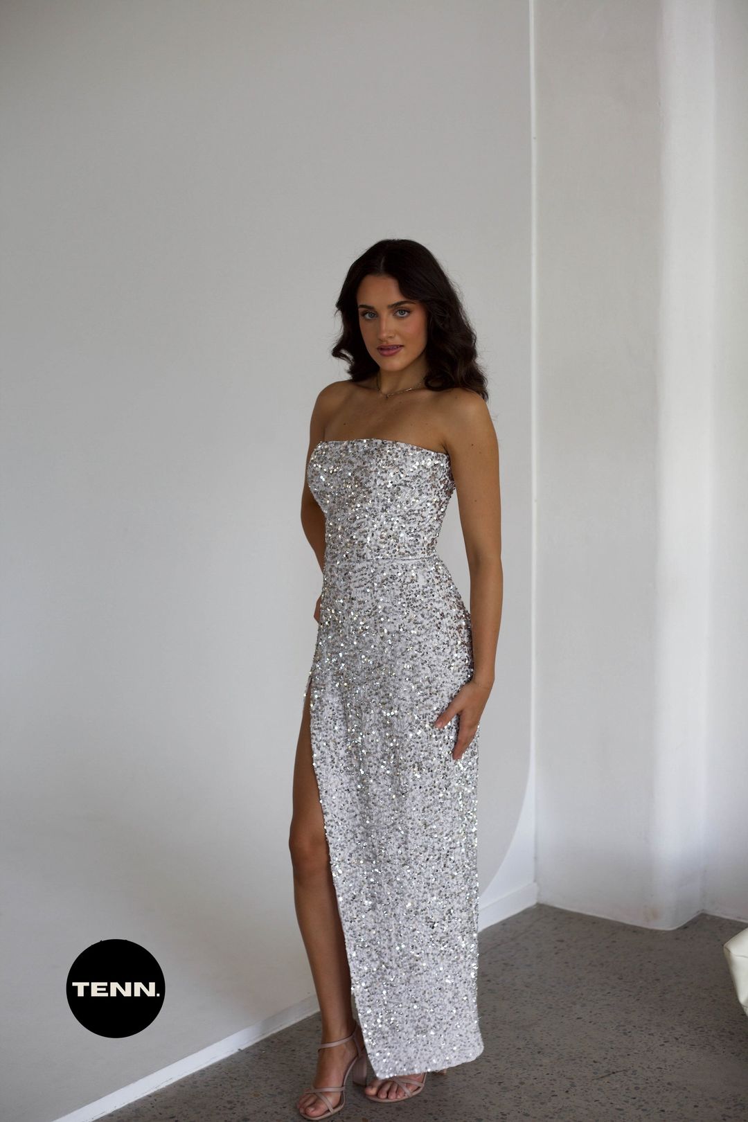Kendall Gown - White & Silver