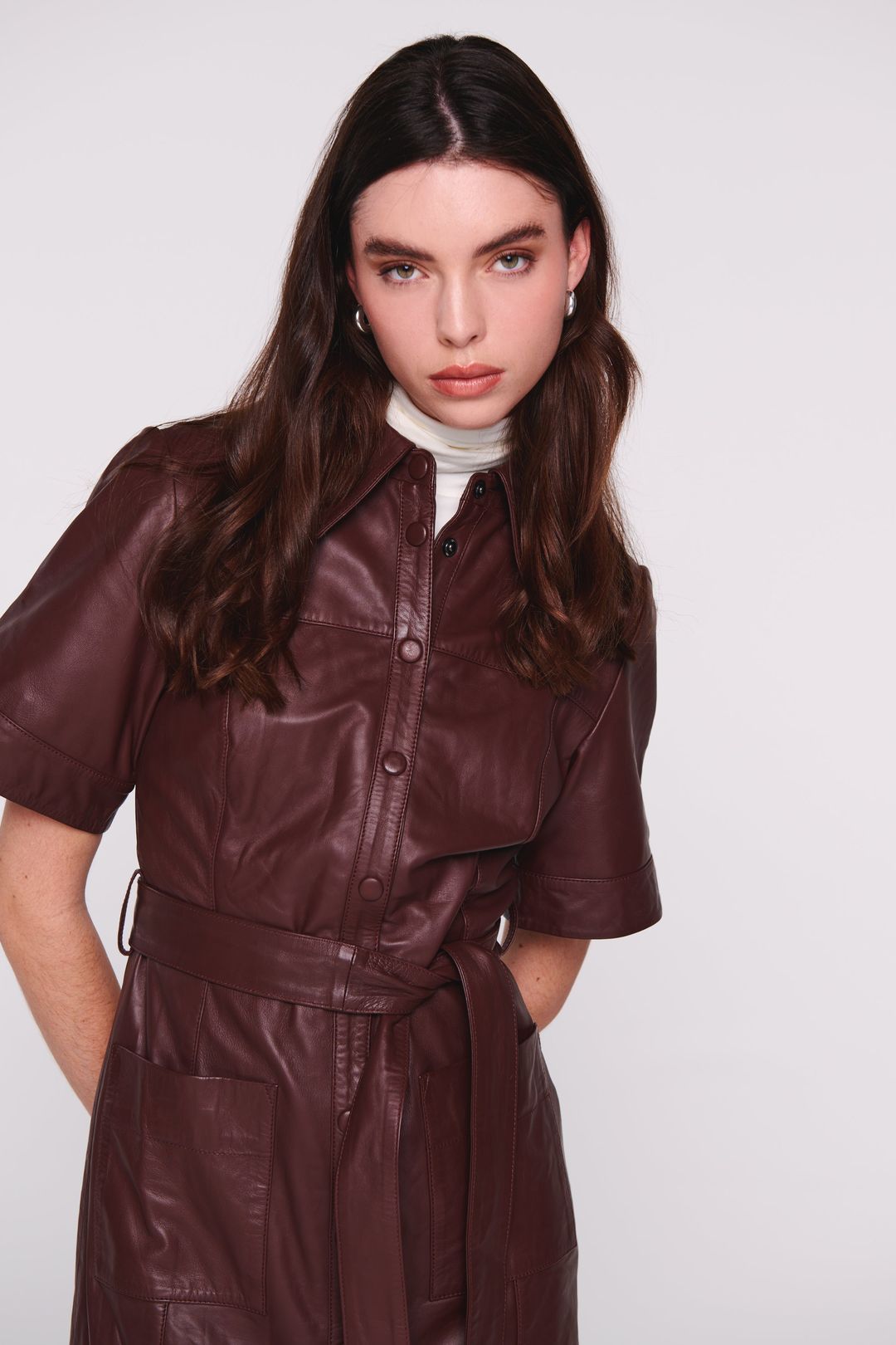 Gitty Leather Shirt Dress #3