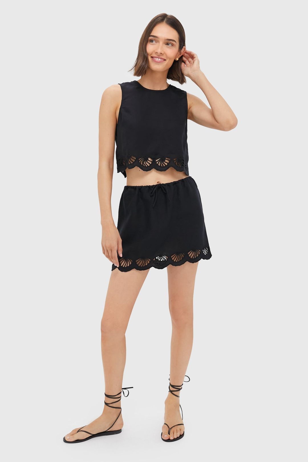 Black Air Linen Scallop Tank #6