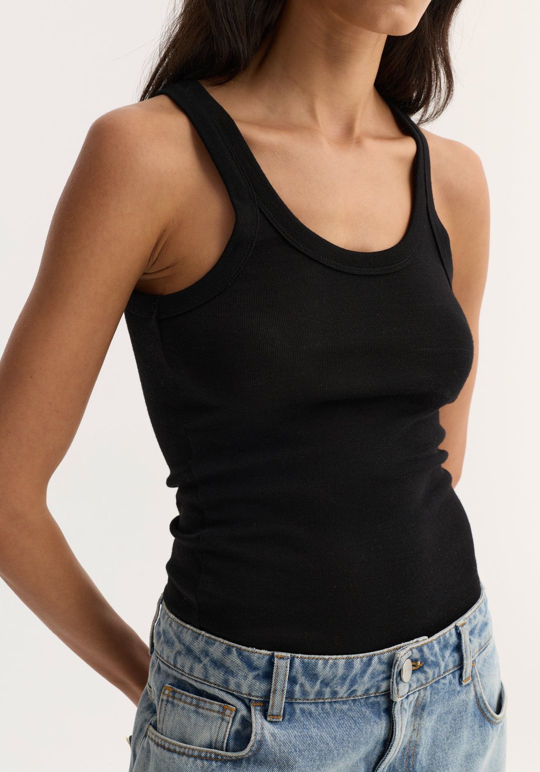 Merino scoop neck top | black #3