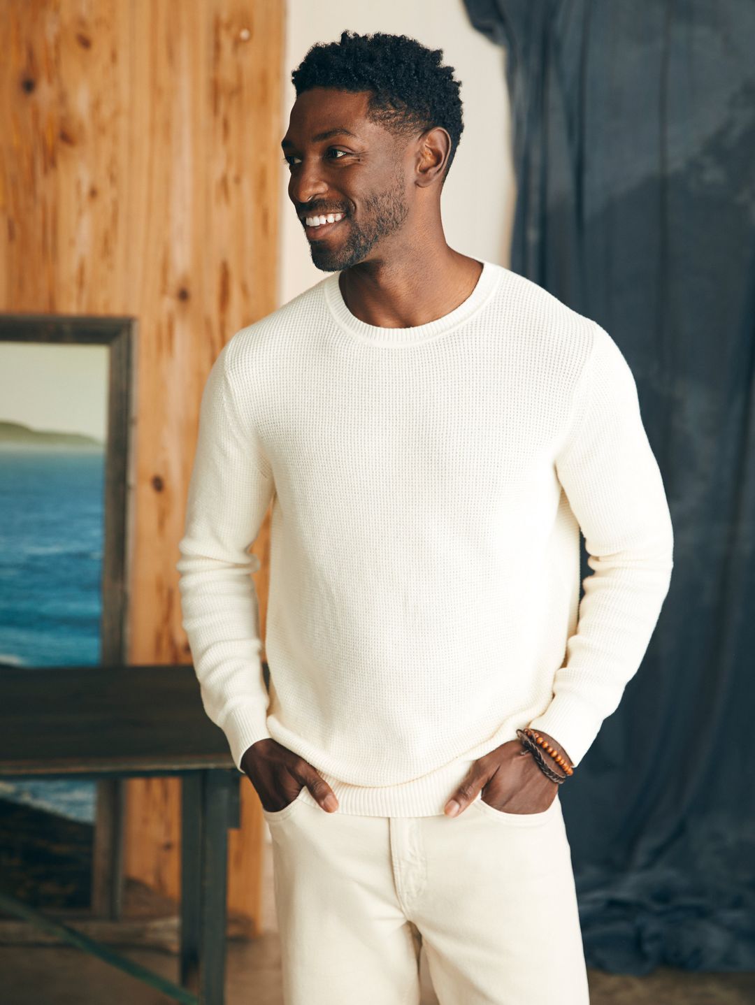 Sunwashed Crewneck Sweater - White Shell #4