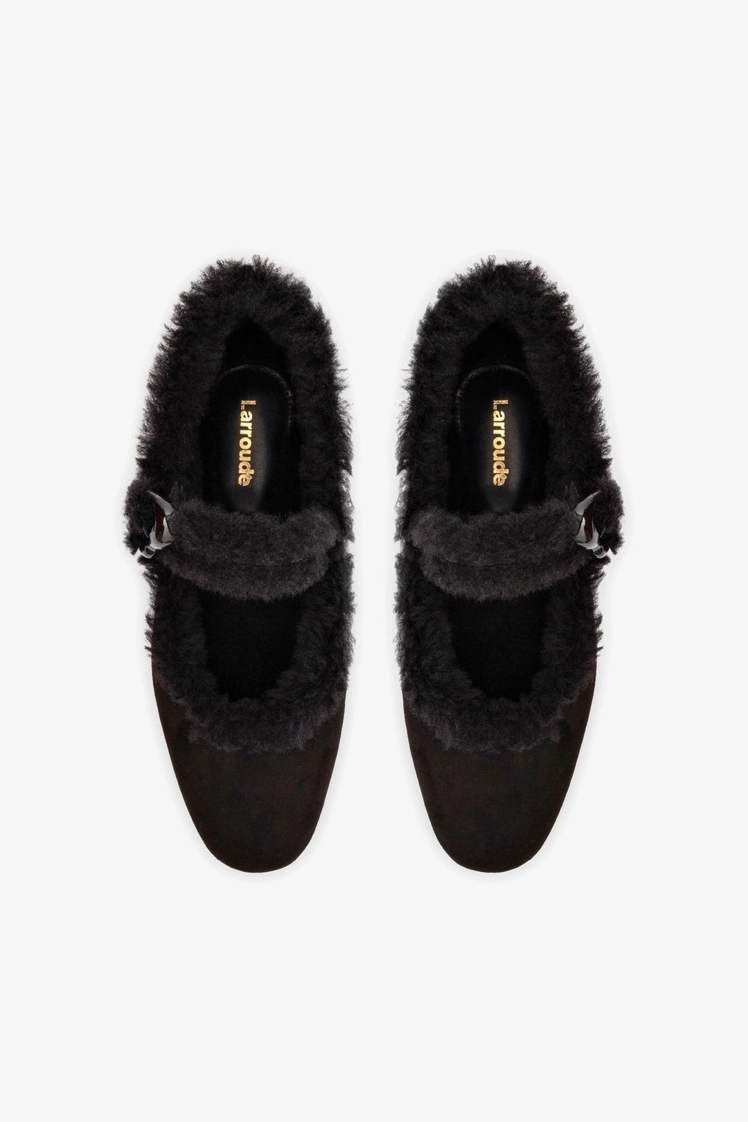 Verona Ballet Flat In Black Suede And Black Shearling #6