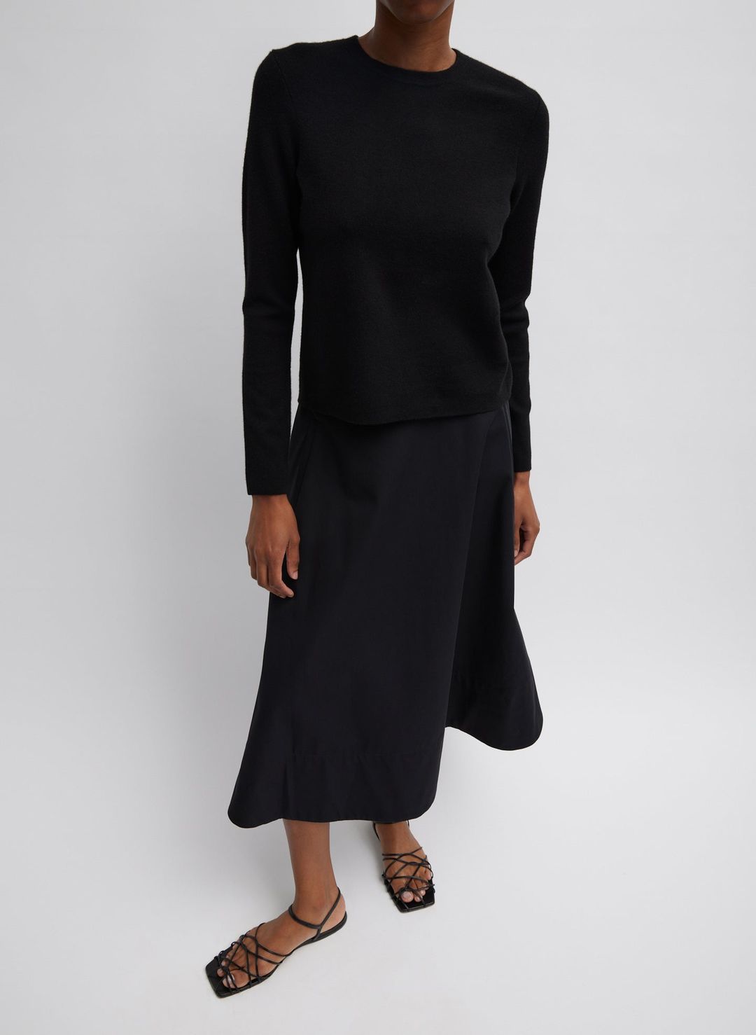 Compact Stretch Cashmere Long Sleeve Open Back Sweater #3