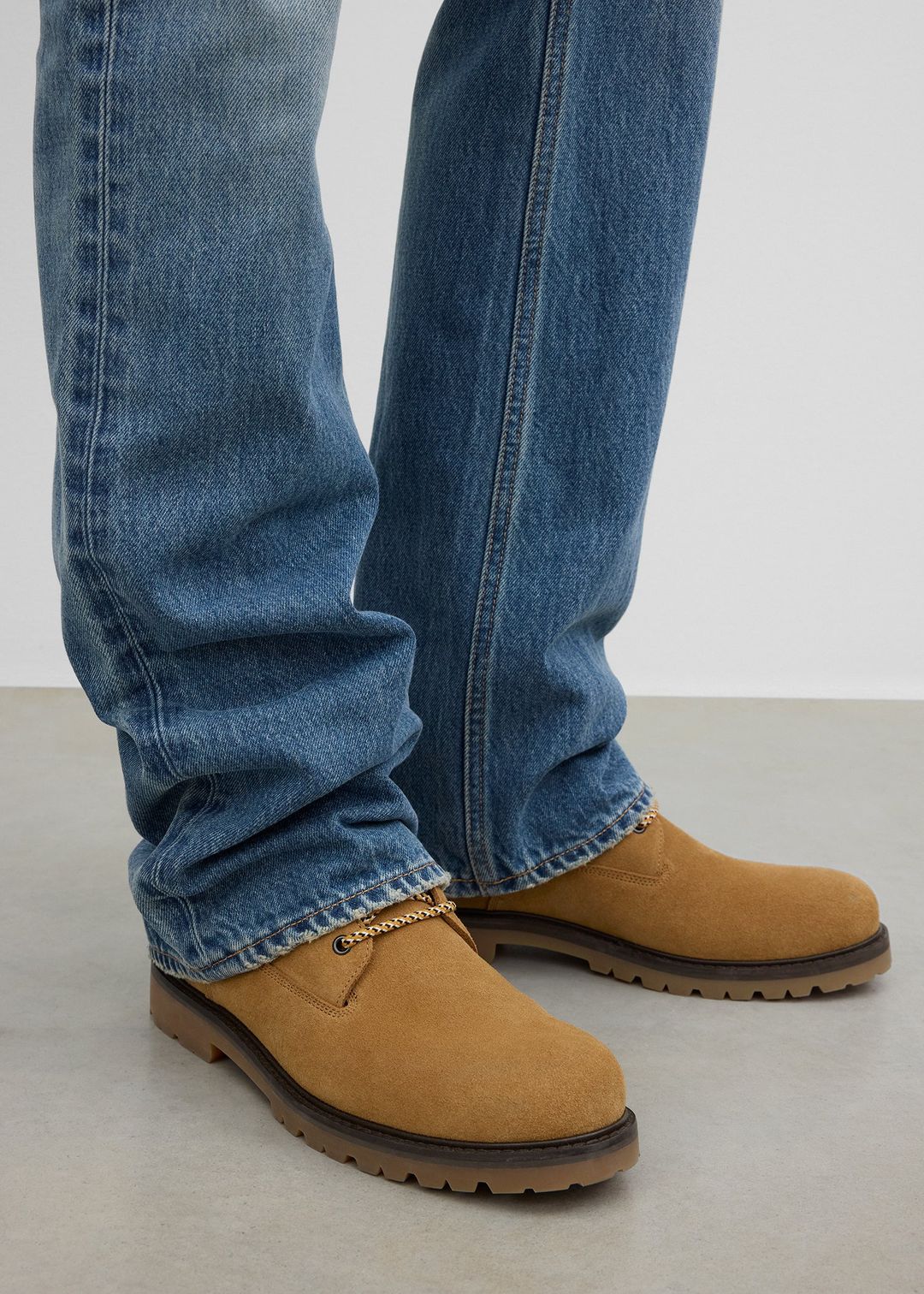 Lace-up suede boots ochre #5