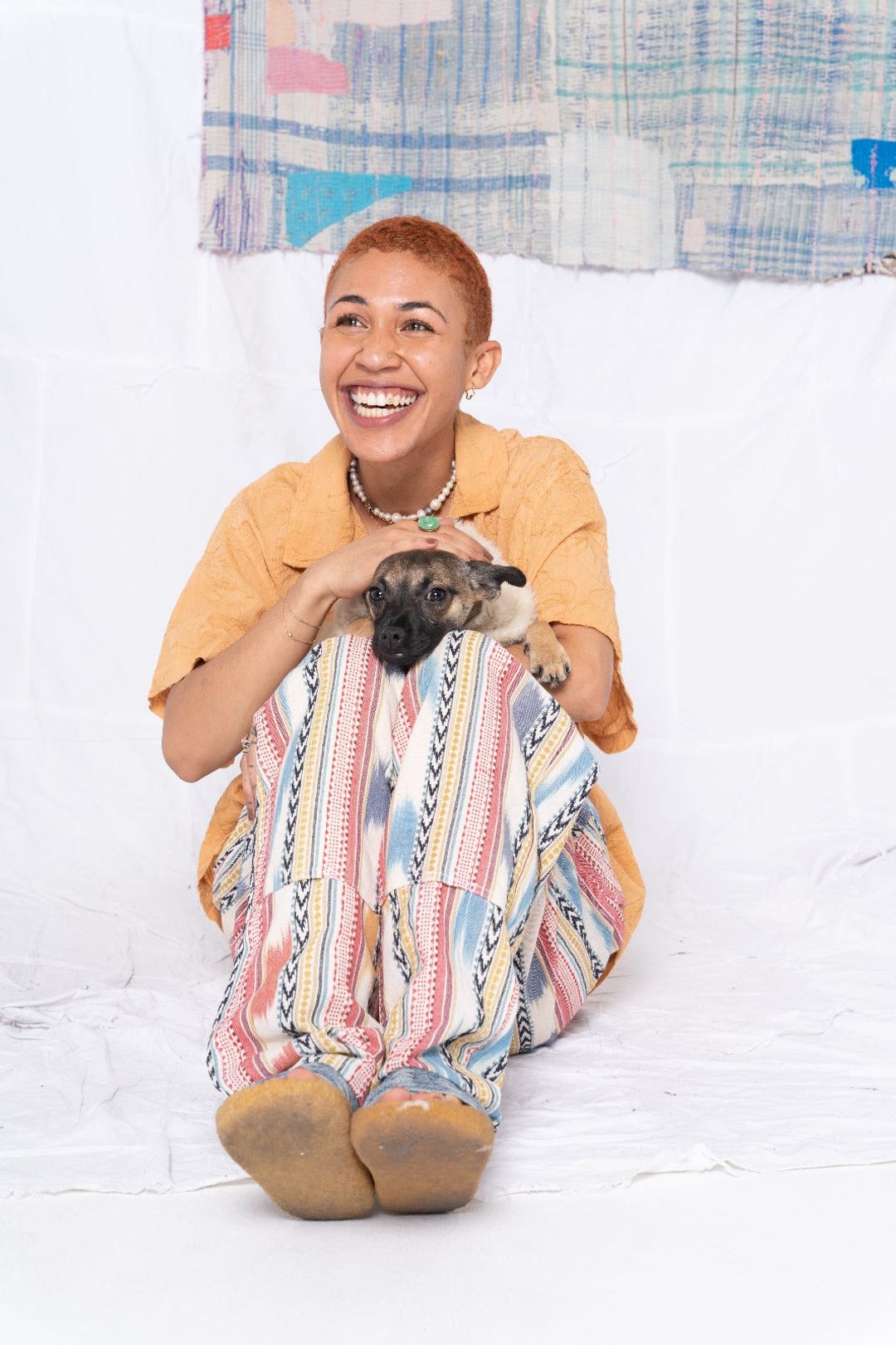 P70 Pleated Easy Pant Cotton St. Tropez Ikat Fabric Rinse #8