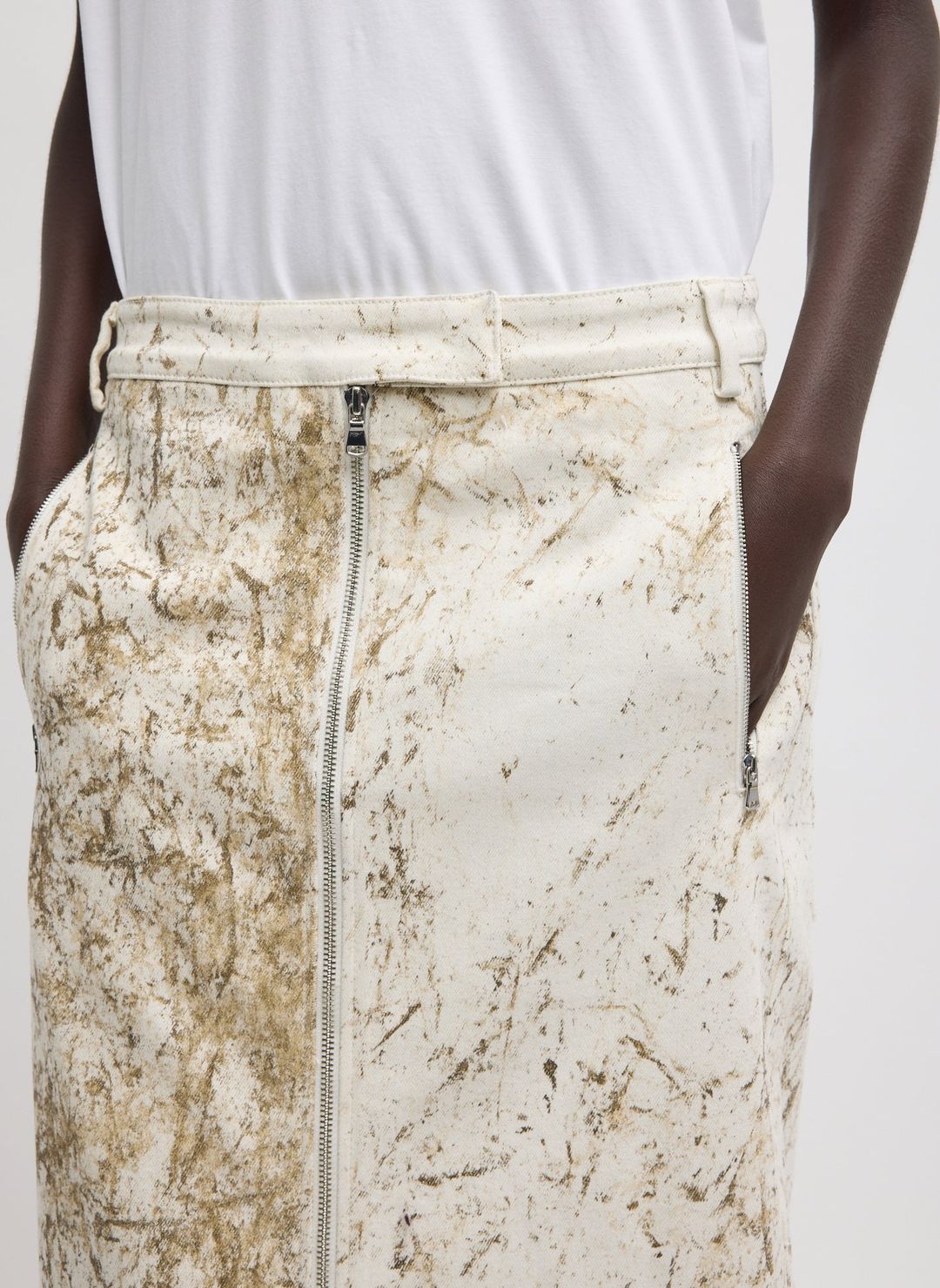 Calcimin Denim Midi Trouser Zip Skirt #5