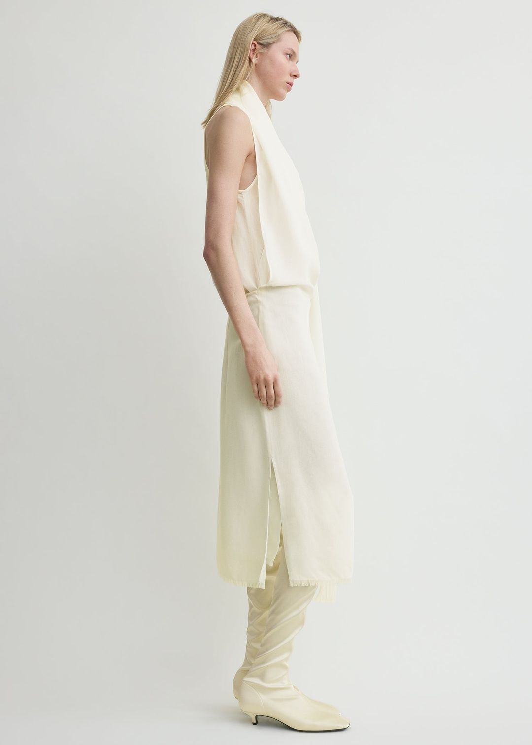 Fringed scarf dress milk #2