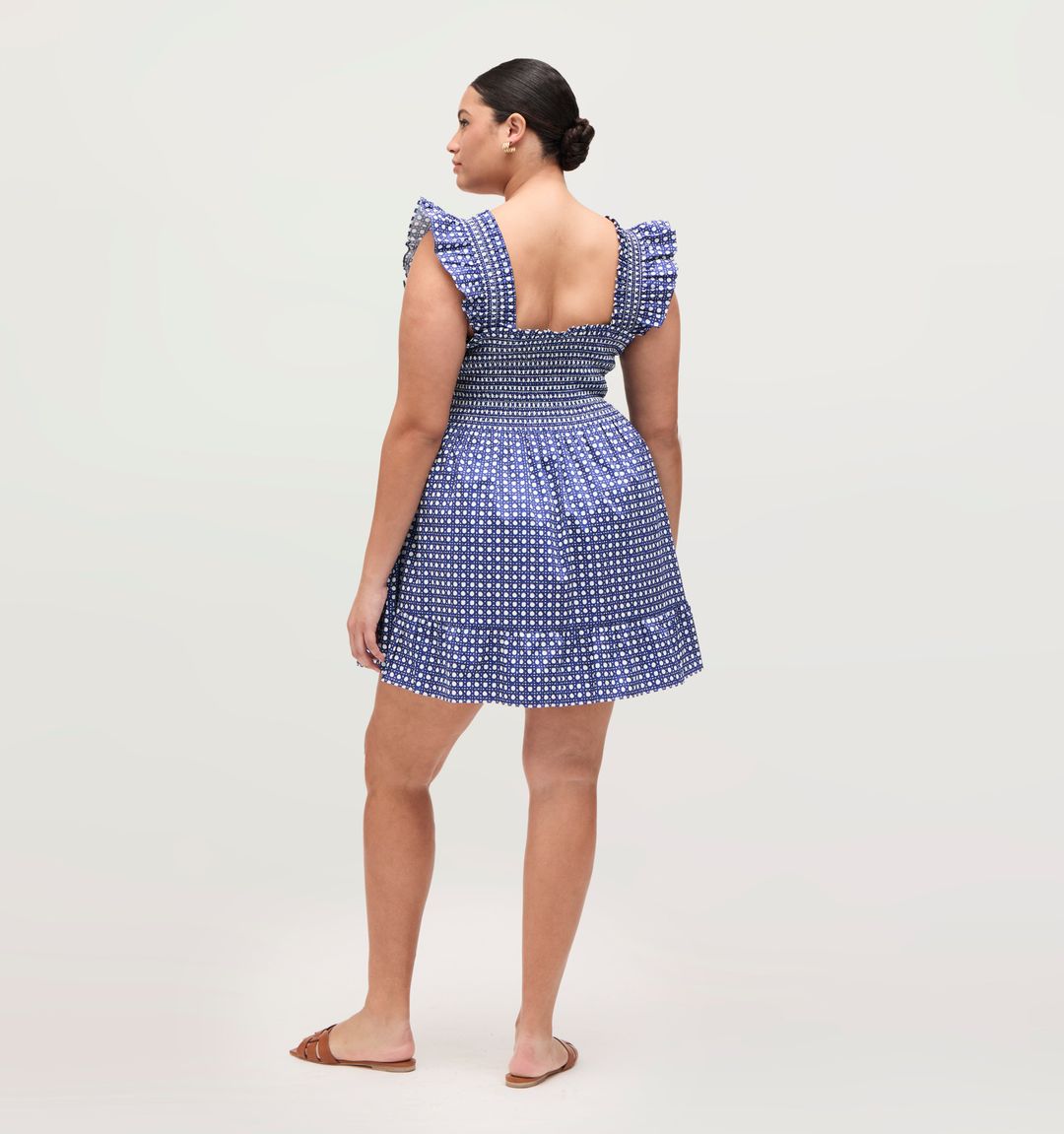 The Elizabeth Nap Dress - Blue Basketweave Cotton Sateen #3
