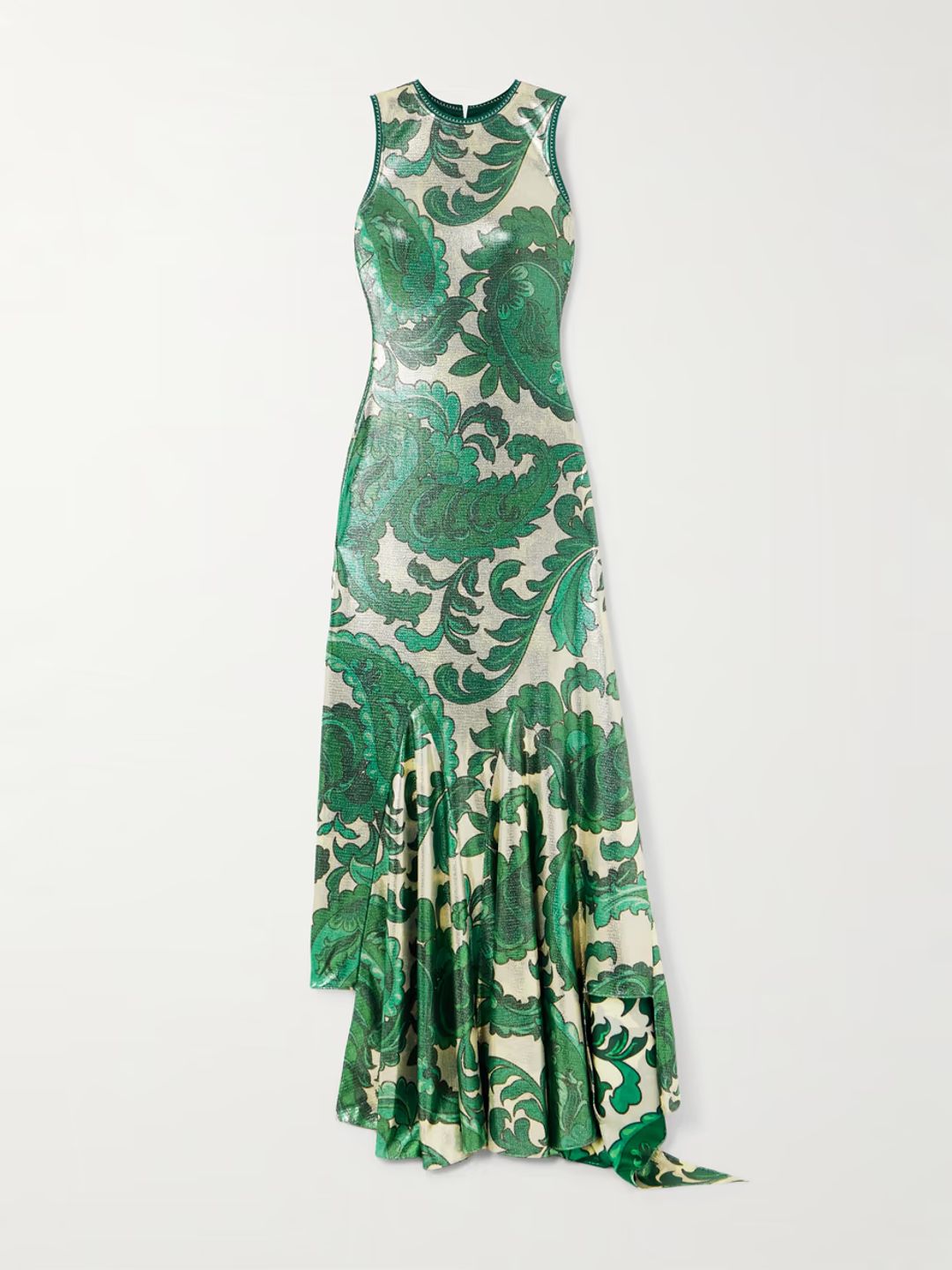 Etro Maxi Paisley Printed Laminated Jersey Dress