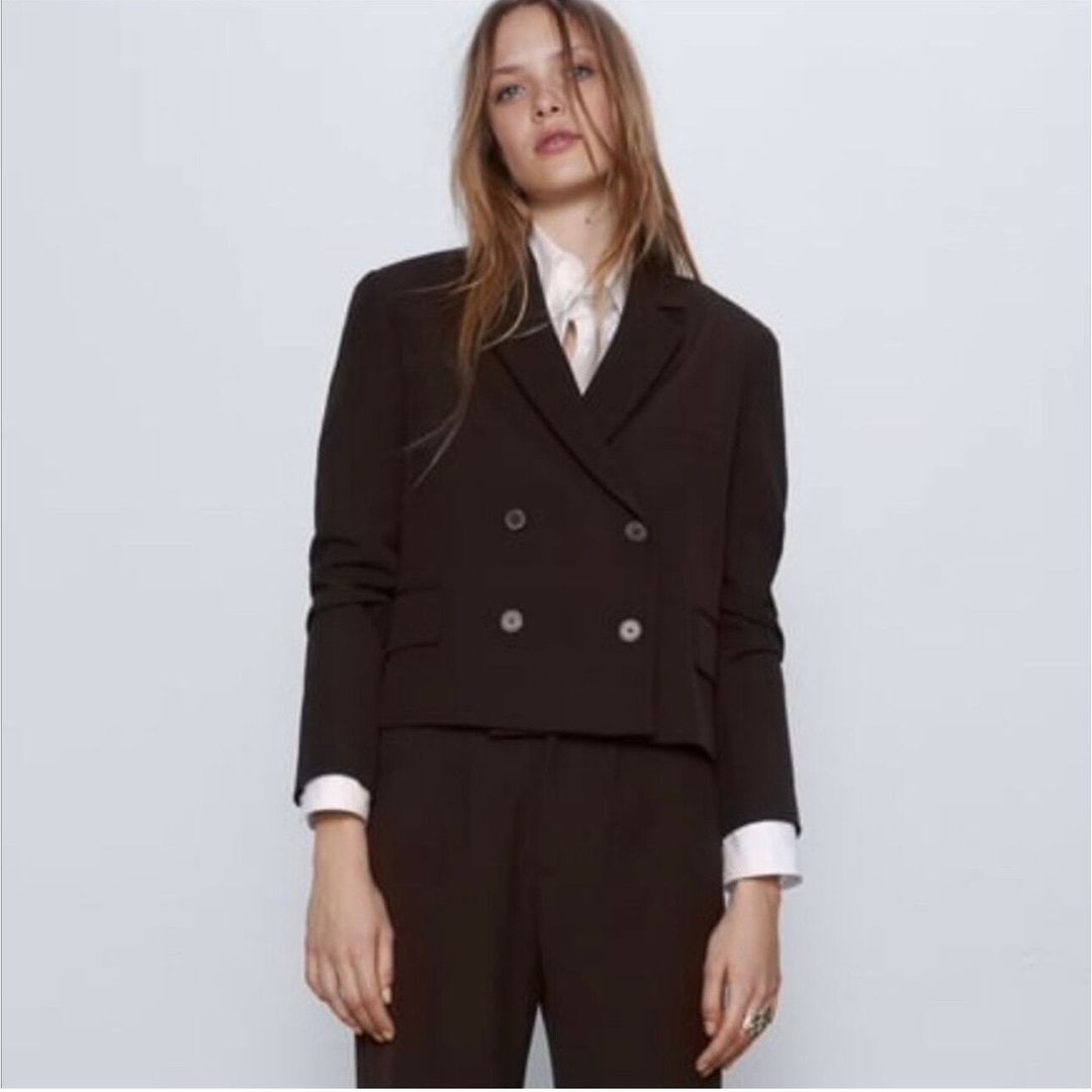 Zara Double Breasted Cropped Jacket #13