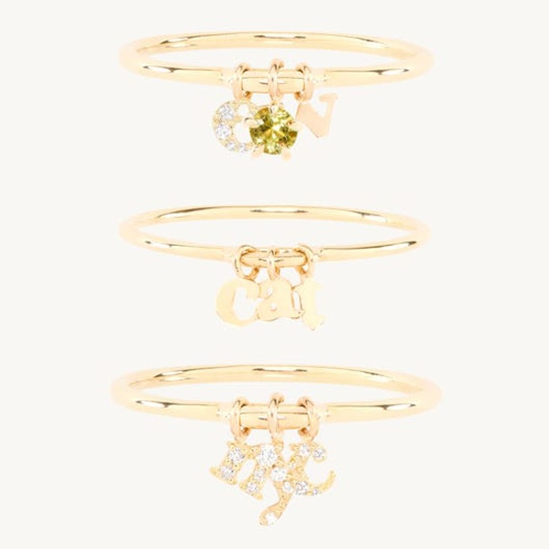 Confetti Custom Three Gold Charm Ring