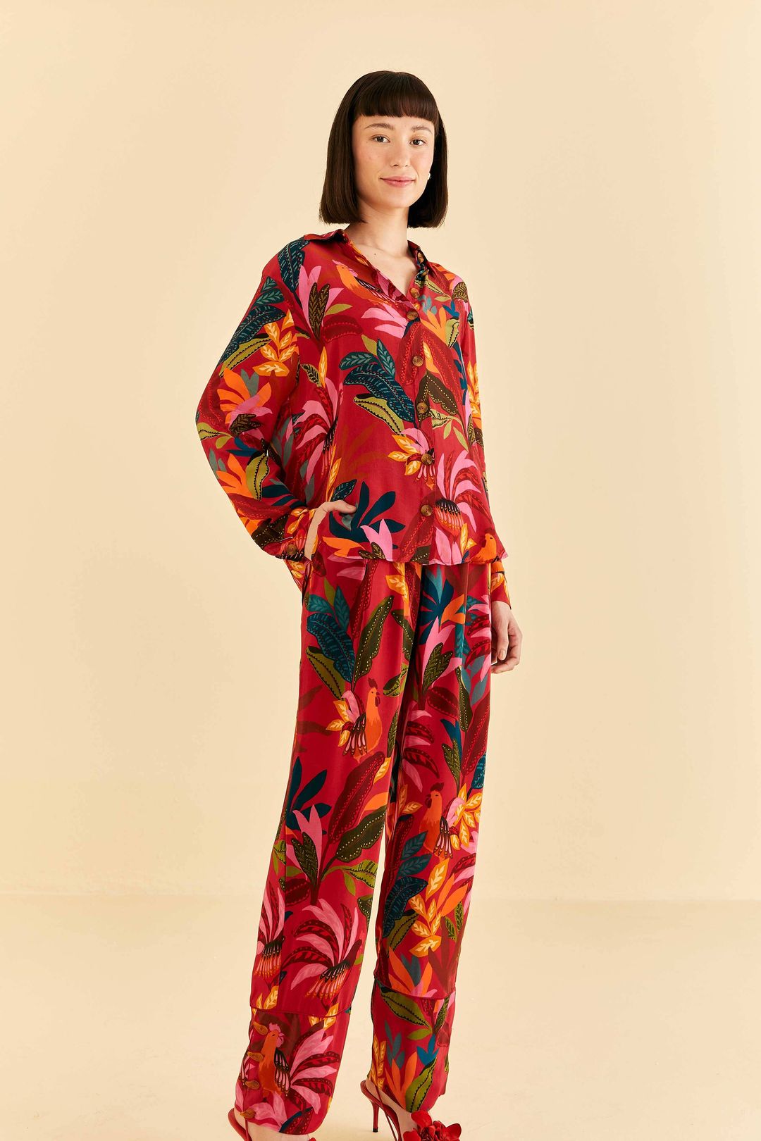 Red Rooster Leaves Pants