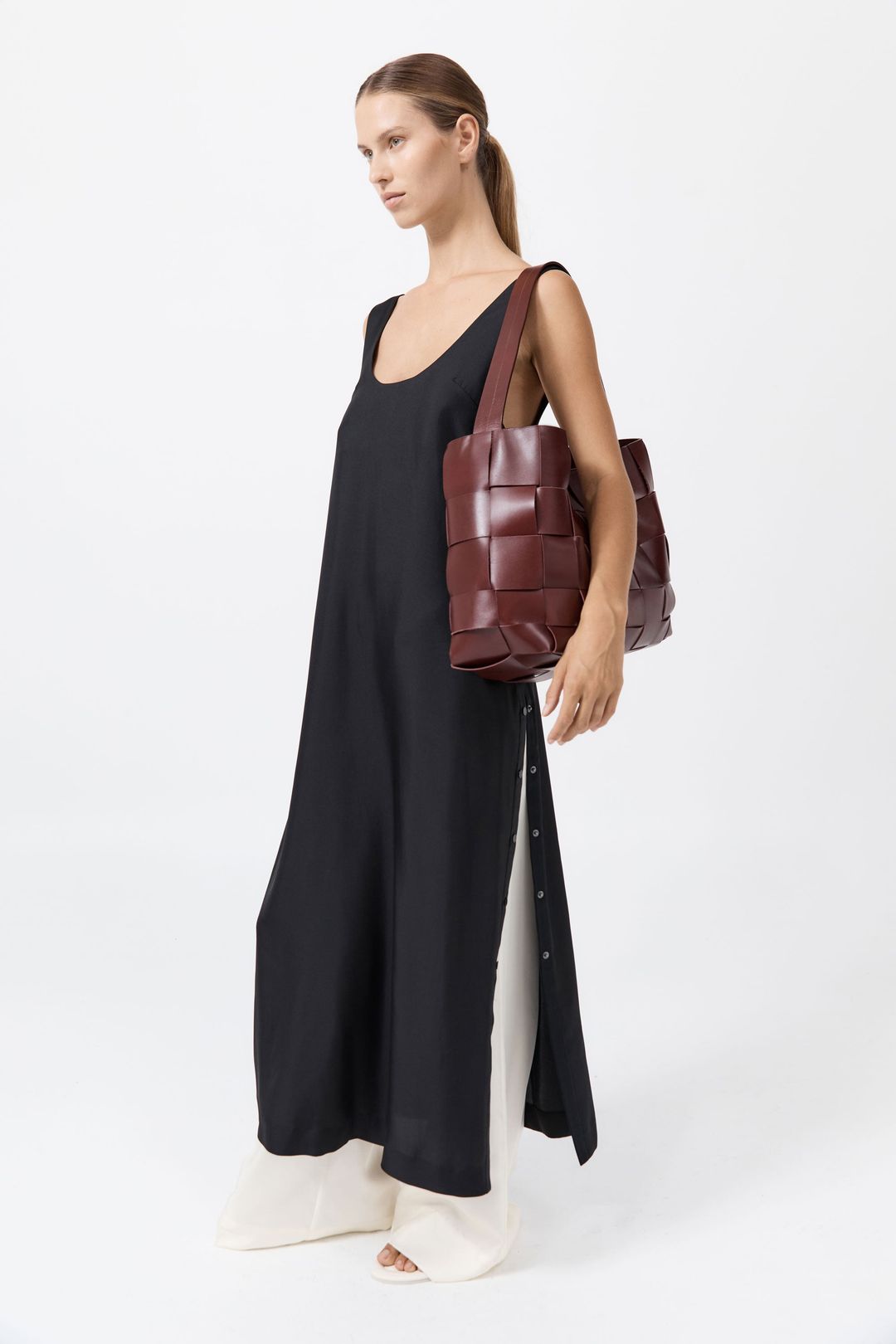 PRE-ORDER: Woven Large Tote - Plum #3