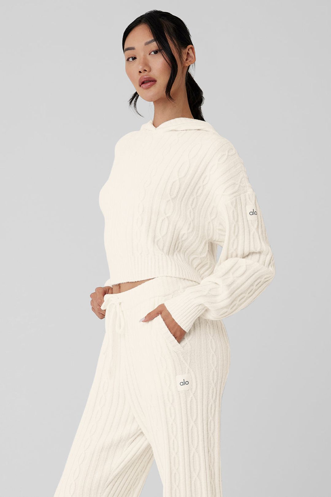 Cable Knit Winter Bliss Hoodie - Ivory #5