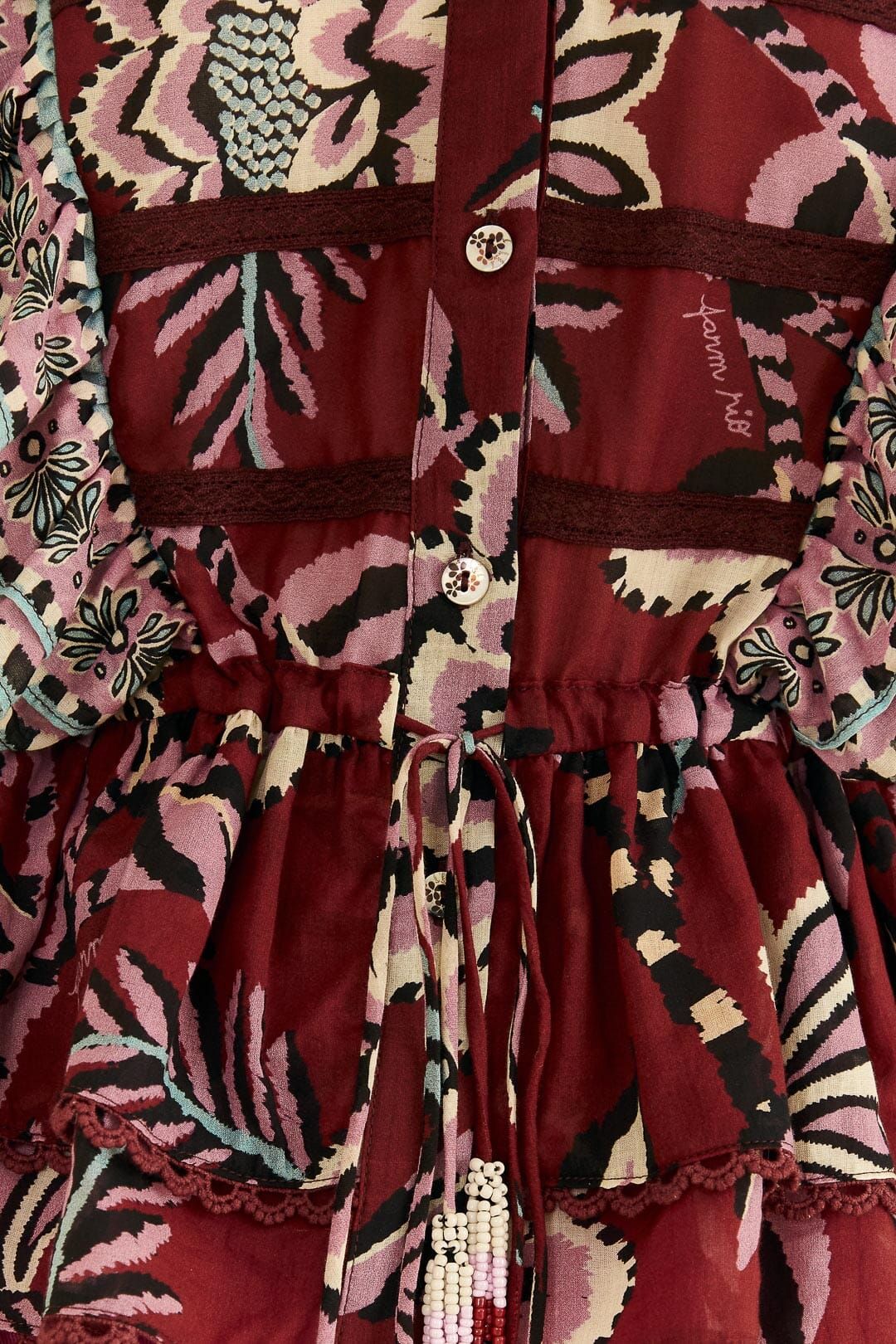 Burgundy Pineapple Inspiration Ruffle Blouse #6