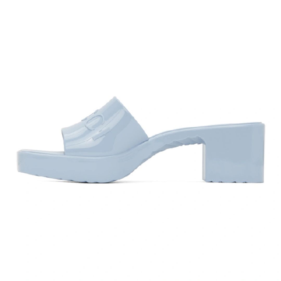 Rubber Logo Platform Slide Sandal In Light Blue #14