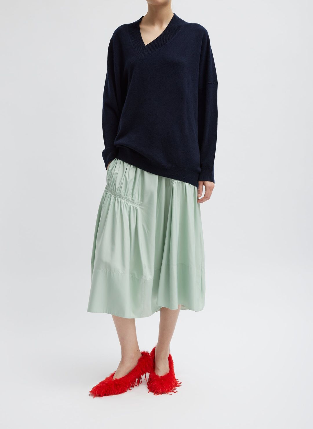 Shirred Nylon Paneled Skirt #9