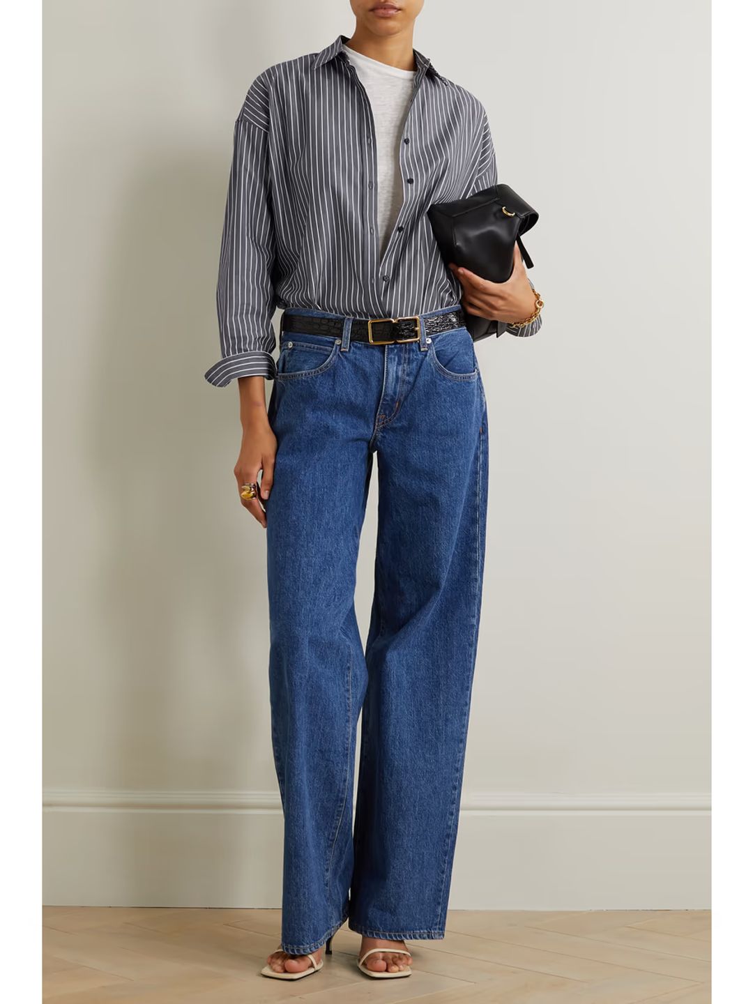 Nili Lotan Mael striped oversized cotton-poplin shirt