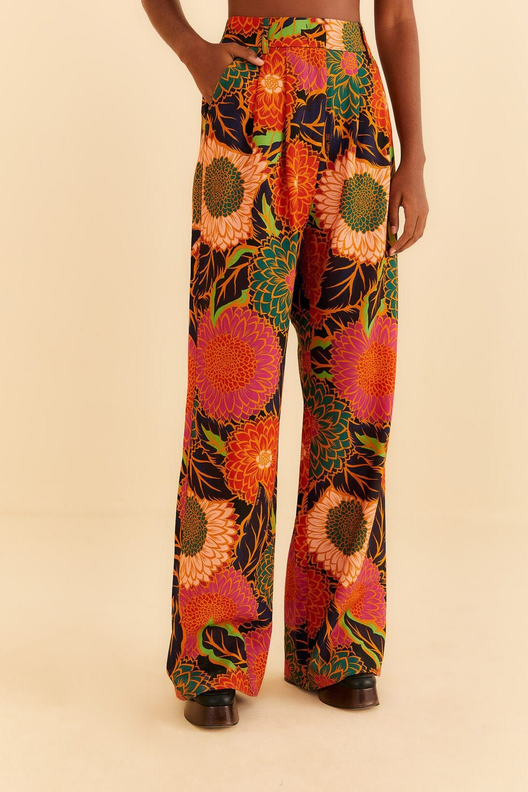 Black Vintage Garden Low Waisted Pants